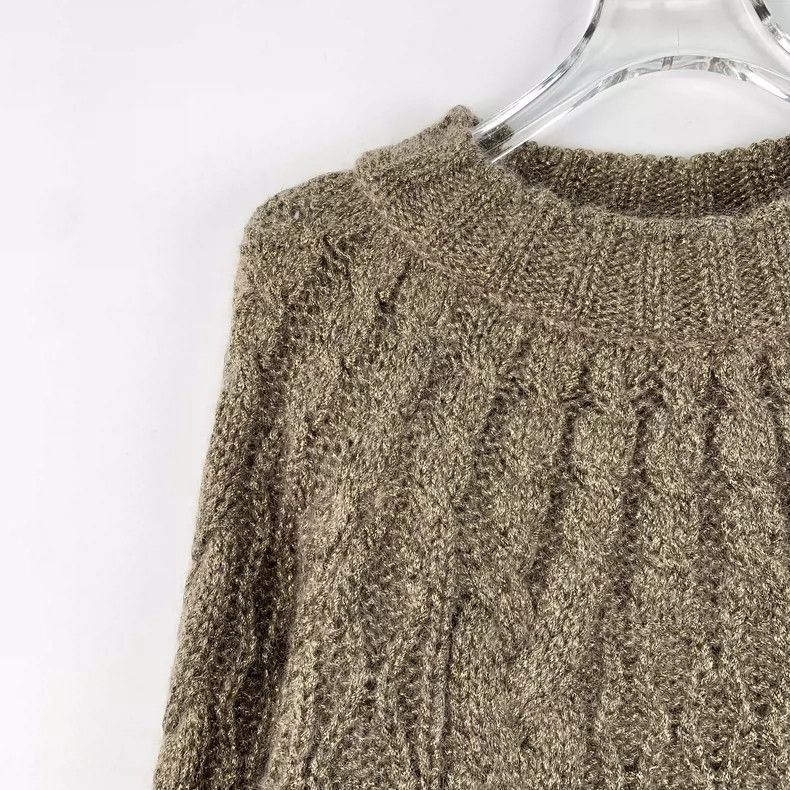 Saint Laurent Paris Saint Laurent Dark brown gold mohair twist crewneck long-sl Size US M / EU 48-50 / 2 - 3 Thumbnail