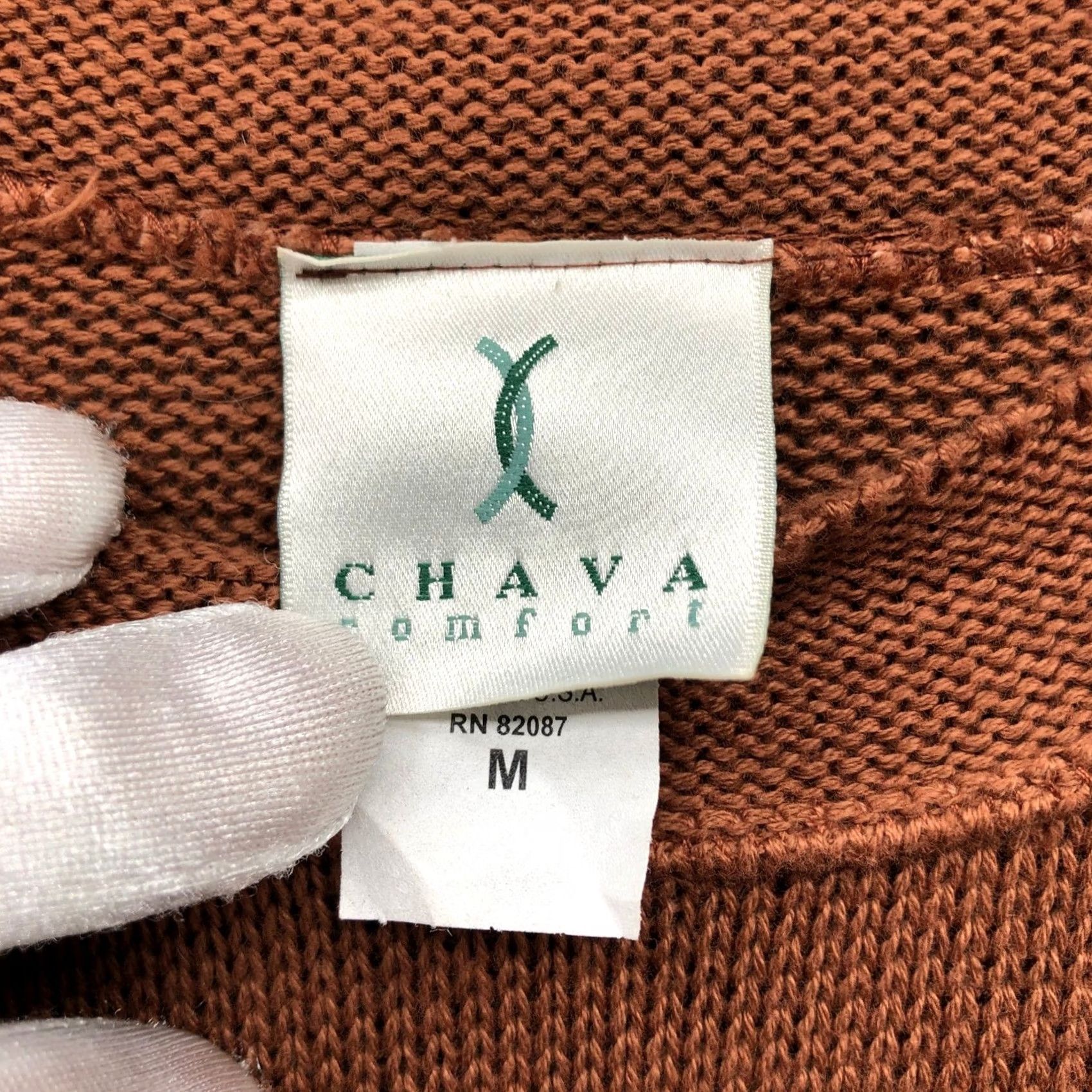 Vintage 90s Chava Comfort Sweater M Unisex Open Knit Longline Tunic Rust Tan Brown, Women's — image 4 of 6