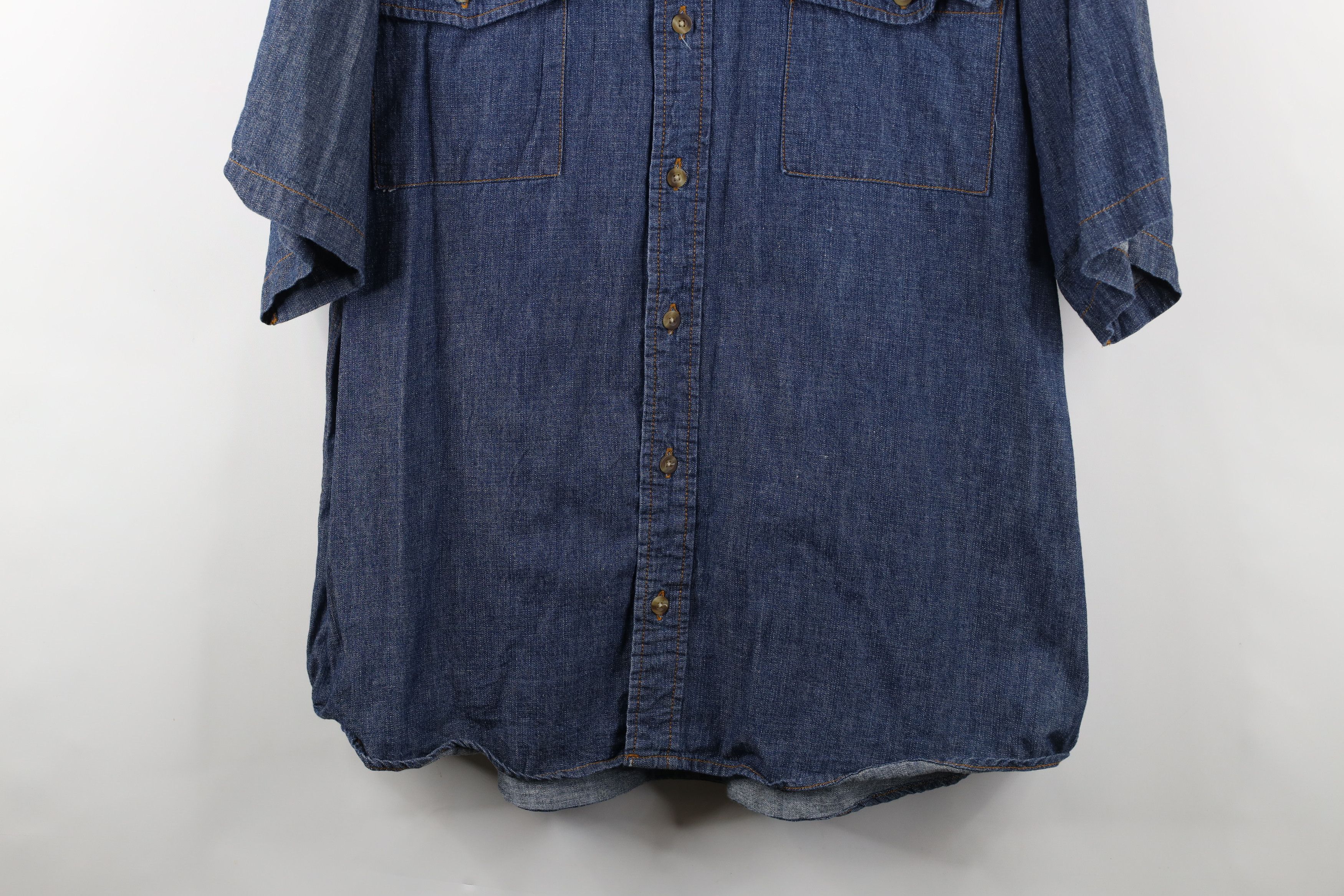 Vintage Vintage 90s Streetwear Chambray Denim Button Shirt Blue Size US XXL / EU 58 / 5 - 3 Thumbnail