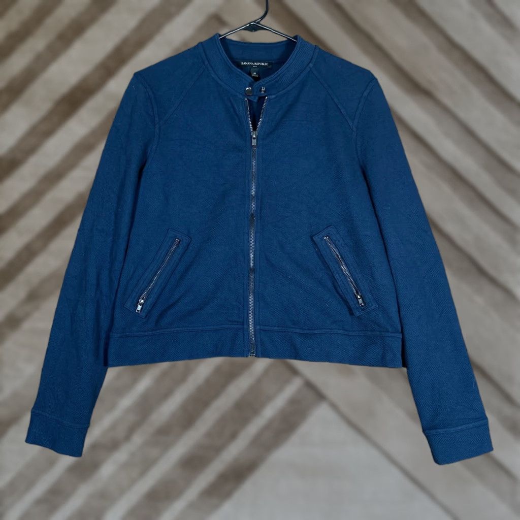 Banana Republic Banana Republic Jacket Womens Navy Full Zip Cropped Academia Stretch Medium Size M / US 6-8 / IT 42-44 - 1 Thumbnail