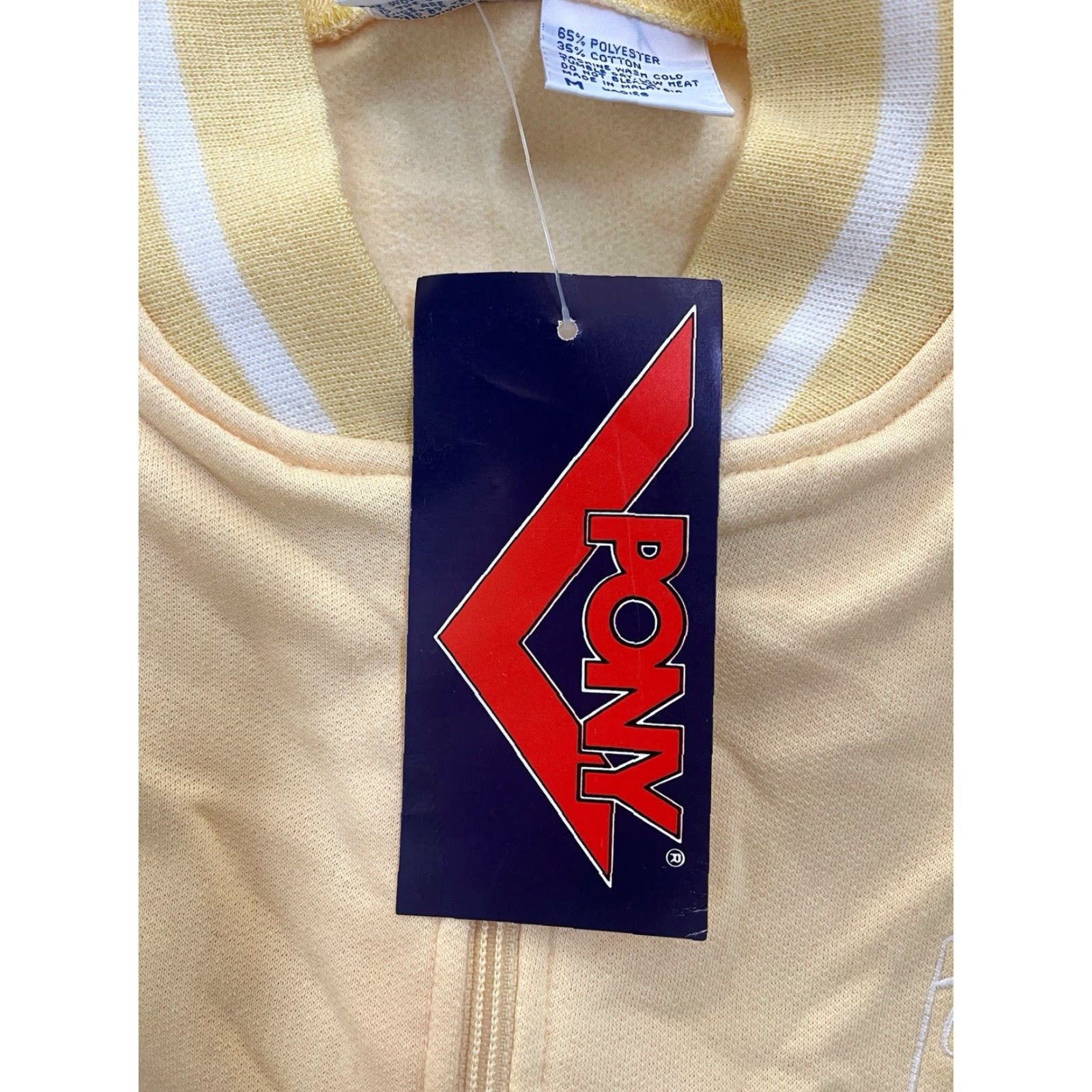 PONY VINTAGE PONY Track Jacket Womens M Yellow 80s 90s NWT Deadstock Embroidered Logo White Trim Pocketed Activewear Jacket Mens? Womens Size M / US 6-8 / IT 42-44 - 2 Thumbnail