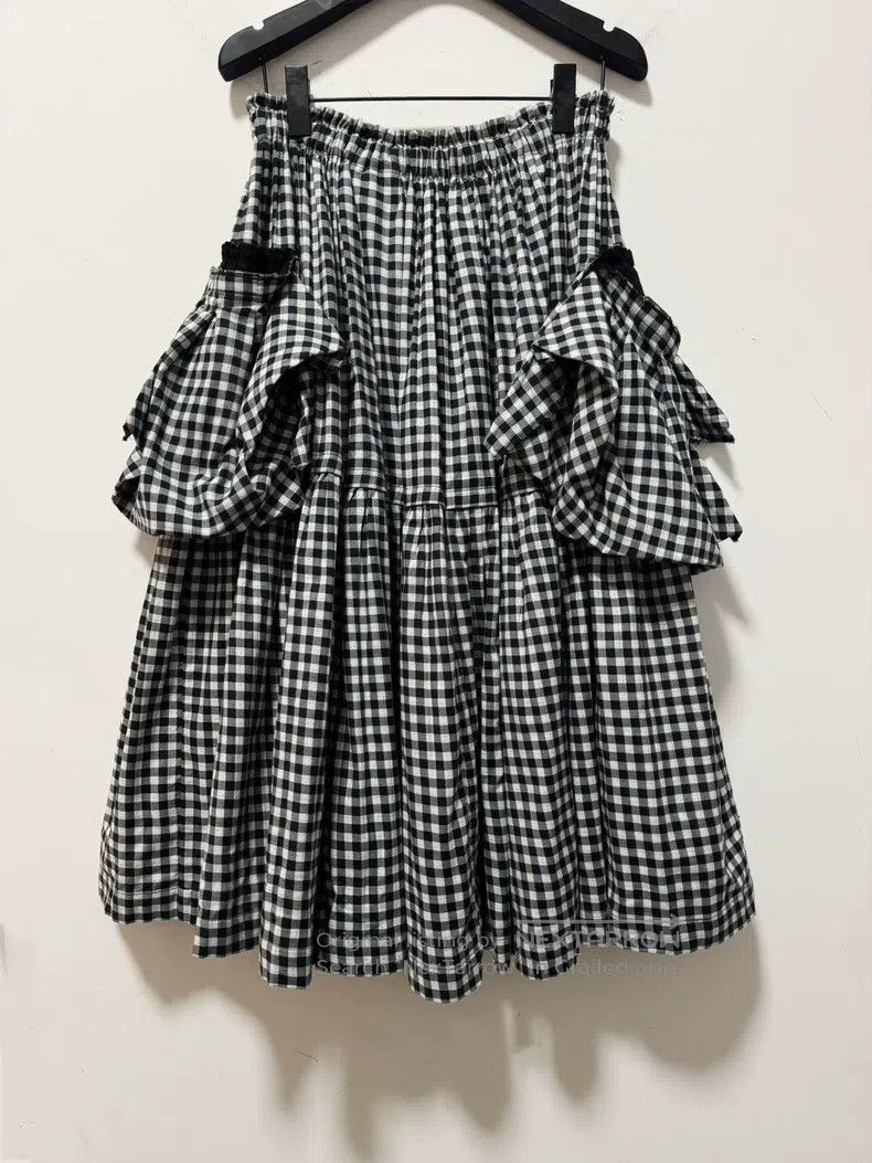 Comme des Garcons Comme Des Garcons Black and White Plaid Pleated Big Pocket Size 22" - 2 Thumbnail