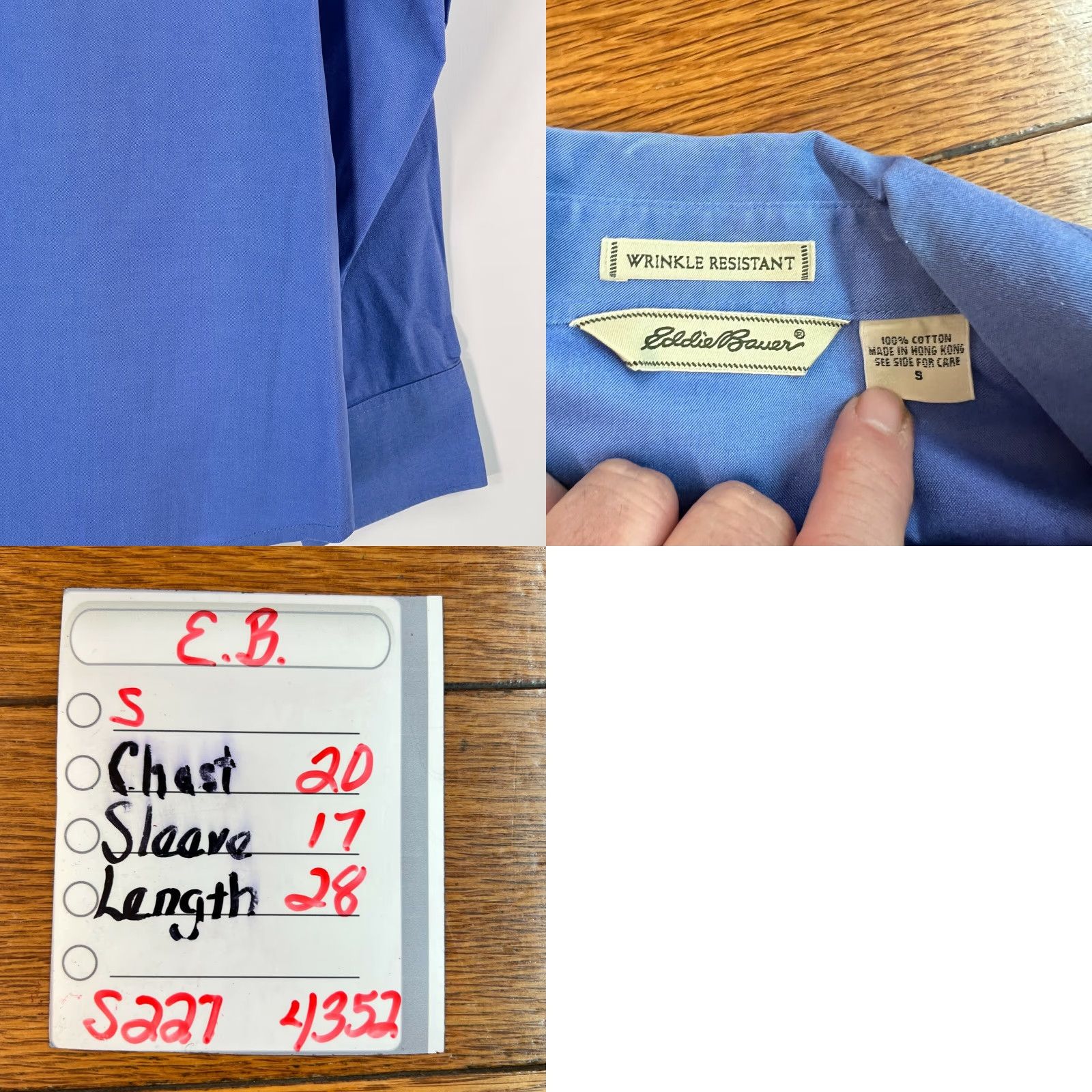 Eddie Bauer Eddie Bauer Mens Long Sleeve Wrinkle Resistant Blue Button Up Dress Shirt S Size 36R - 8 Thumbnail