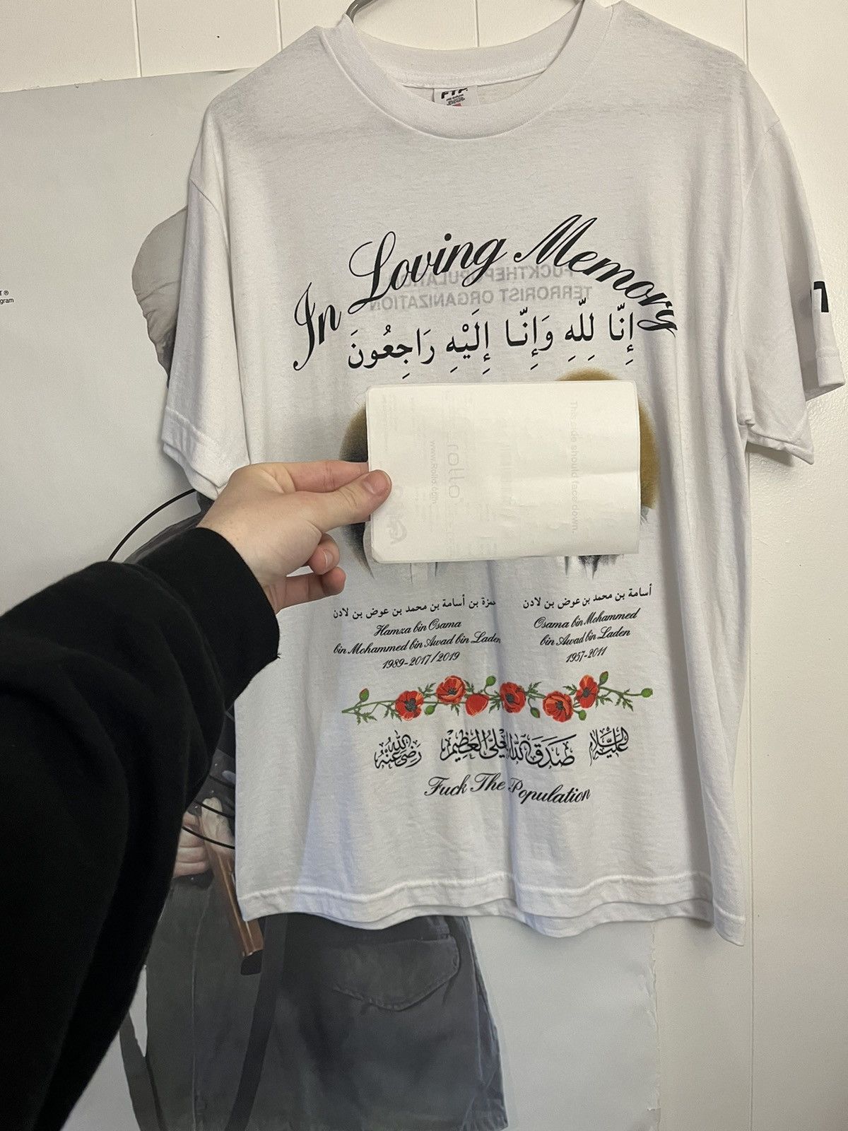 image of Fuck The Population Ftp In Loving Memory Tee in White, Men's (Size Medium)