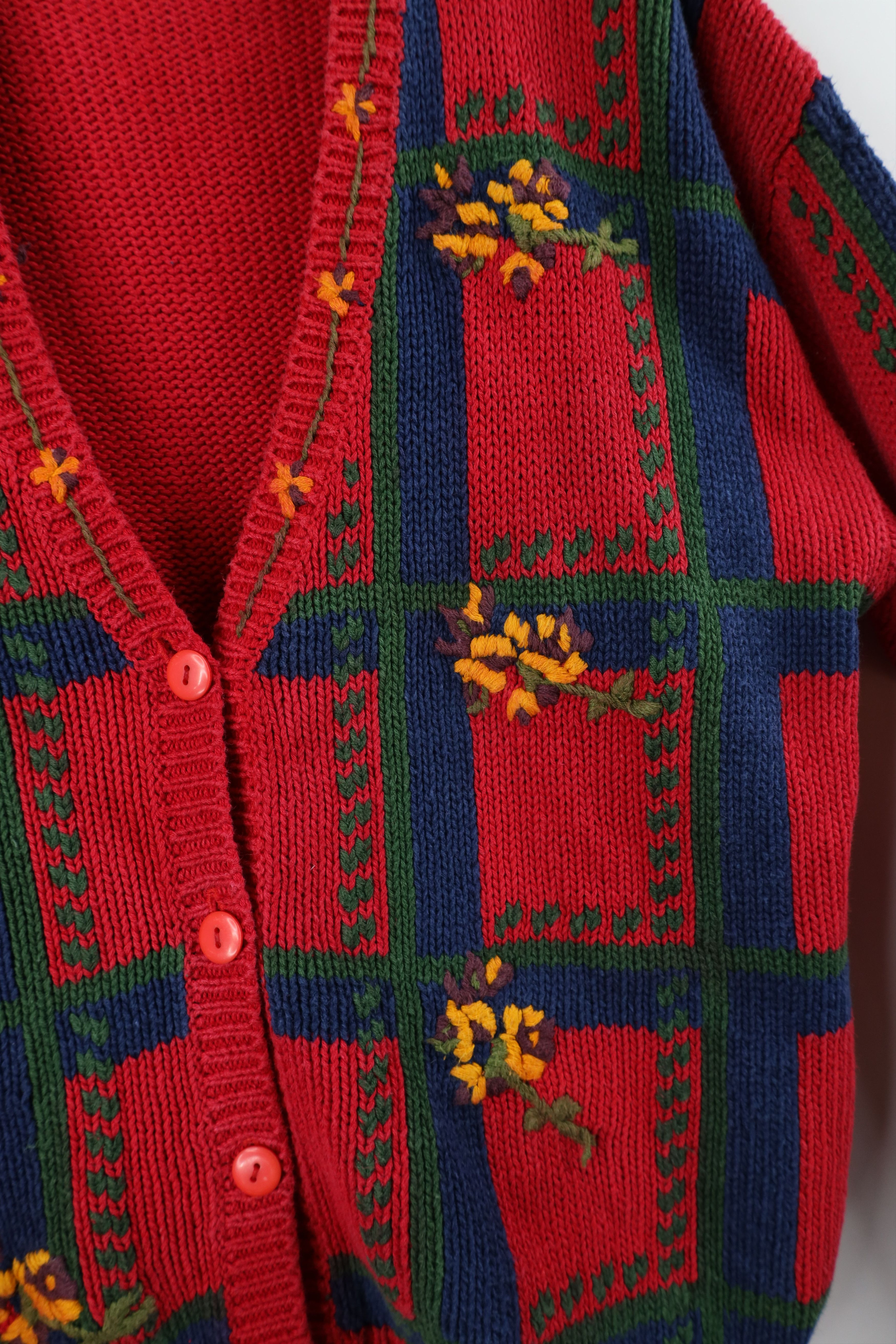 Vintage Vintage 90s Streetwear Embroidered Knit Cardigan Sweater Size L / US 10 / IT 46 - 6 Thumbnail