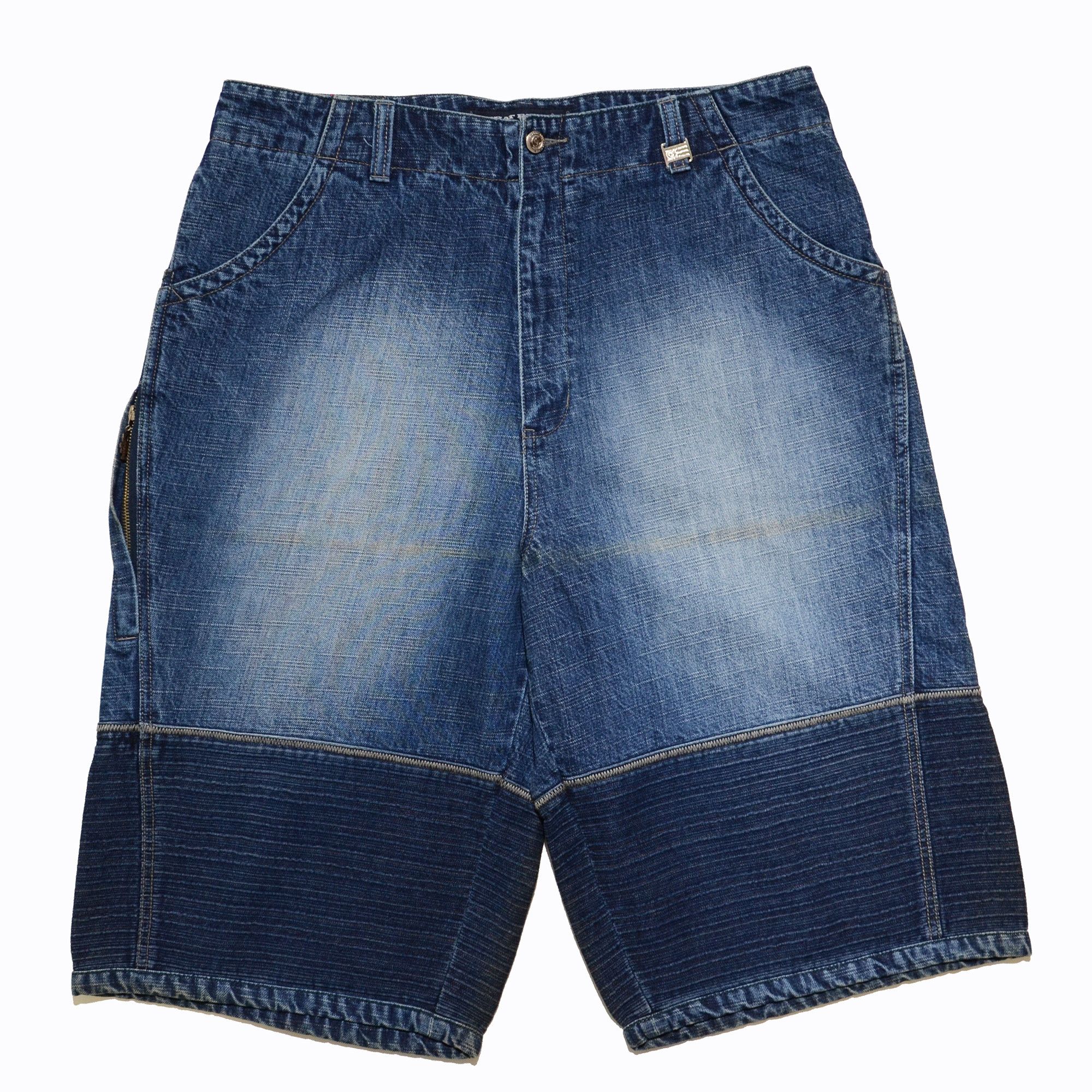 Phat Farm [Folded Discoloration] PF Denim Shorts 90s Hiphop Streetwear Size US 36 / EU 52 - 1 Thumbnail