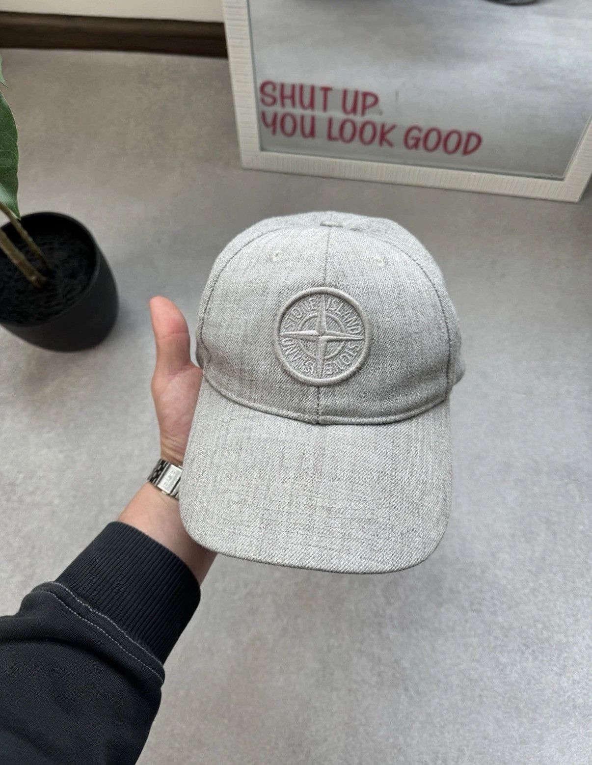 Stone Island Stone Island Big Logo Gray Polyester - Wool Cap Men Size L Size ONE SIZE - 2 Thumbnail