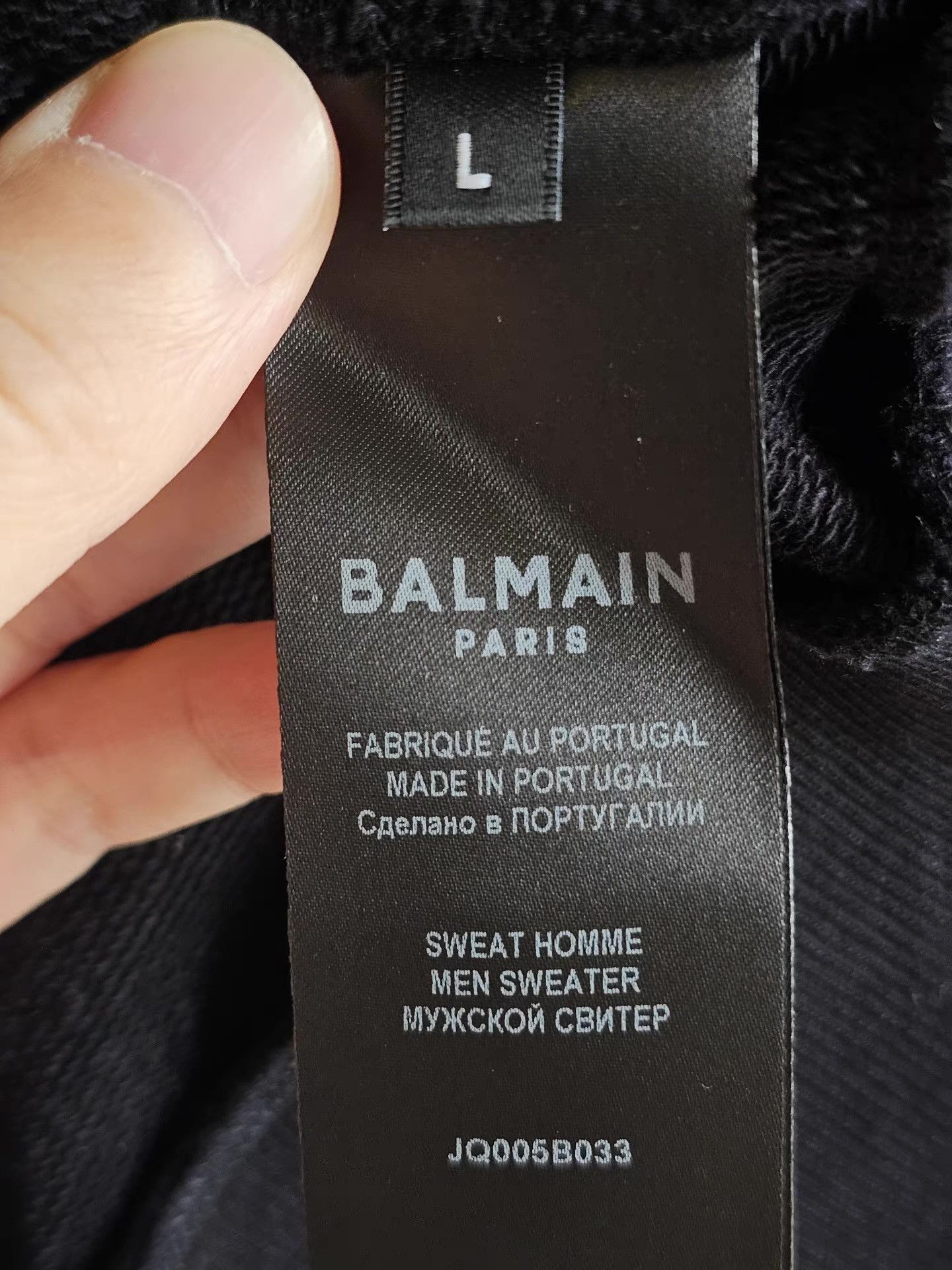 Balmain Balmain black flocked logo sweatshirt, Size US L / EU 52-54 / 3 - 5 Thumbnail