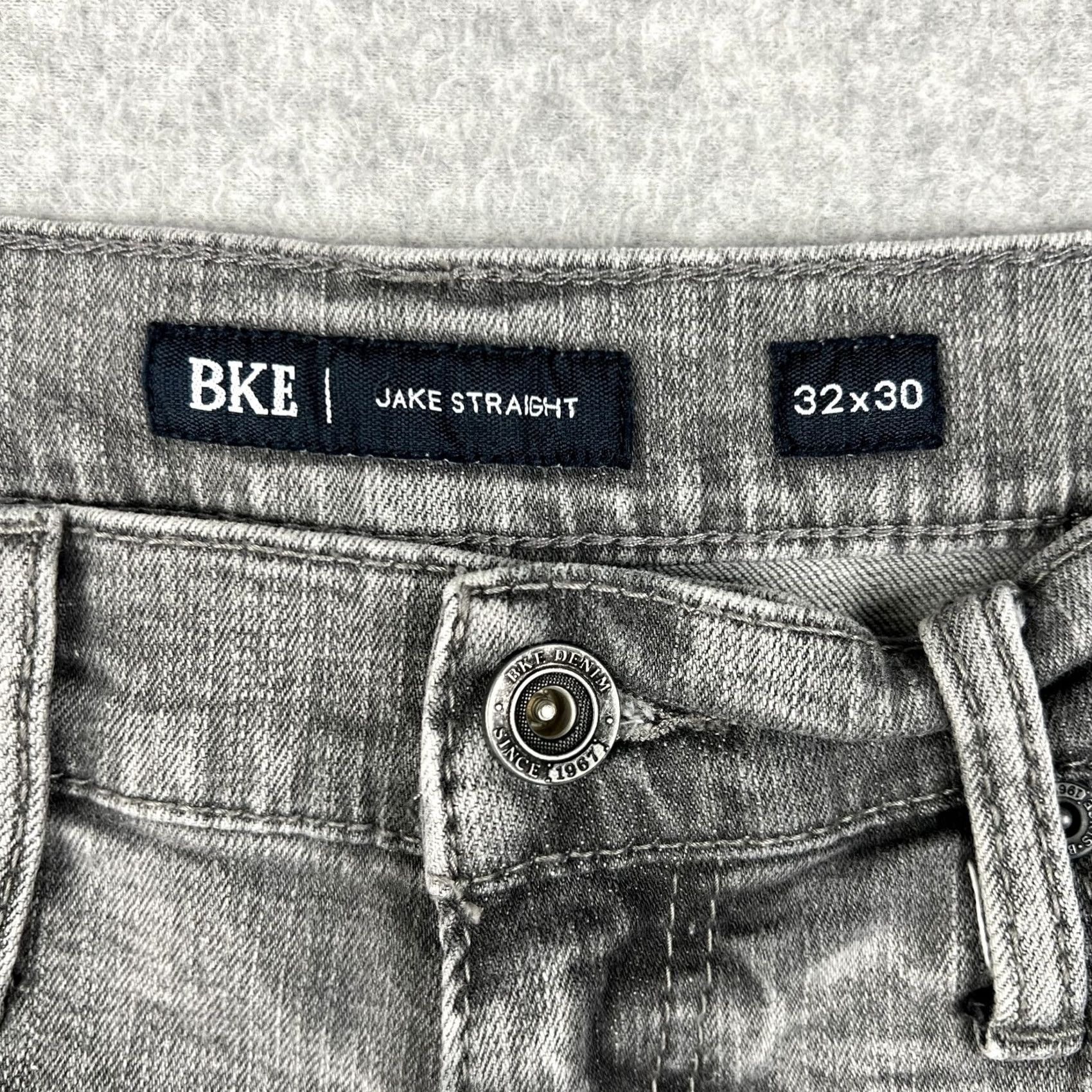 Vintage Buckle BKE Jake Jeans Straight Stretch Denim 32x30 Mens Grey Pants Thick Stitch Size US 30 / EU 46 - 3 Thumbnail