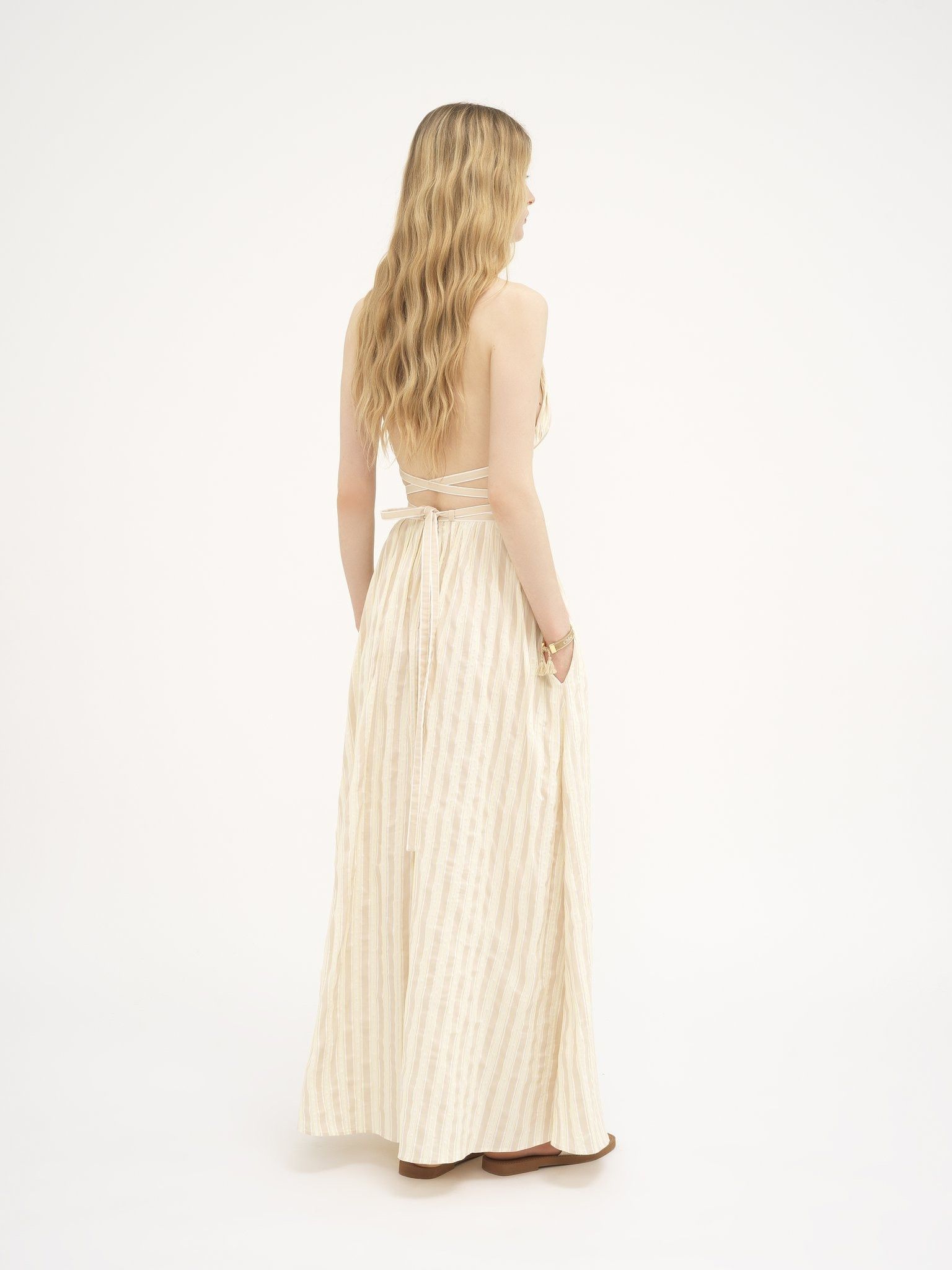 Chloe o1loc1c10425 Two-Part Backless Dress in Beige Multicolor Size S / US 4 / IT 40 - 3 Thumbnail