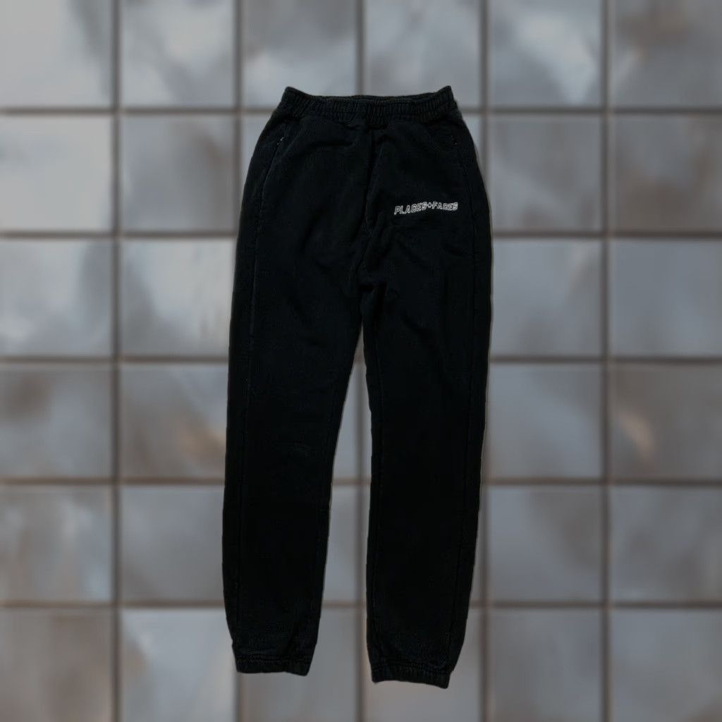 Places + Faces VINTAGE Places + Faces Signature Black Terry Fleece Embroidered Jogger Track Pants Sz. S Mens Black Jogger Activewear Pants Size US 29 - 1 Thumbnail