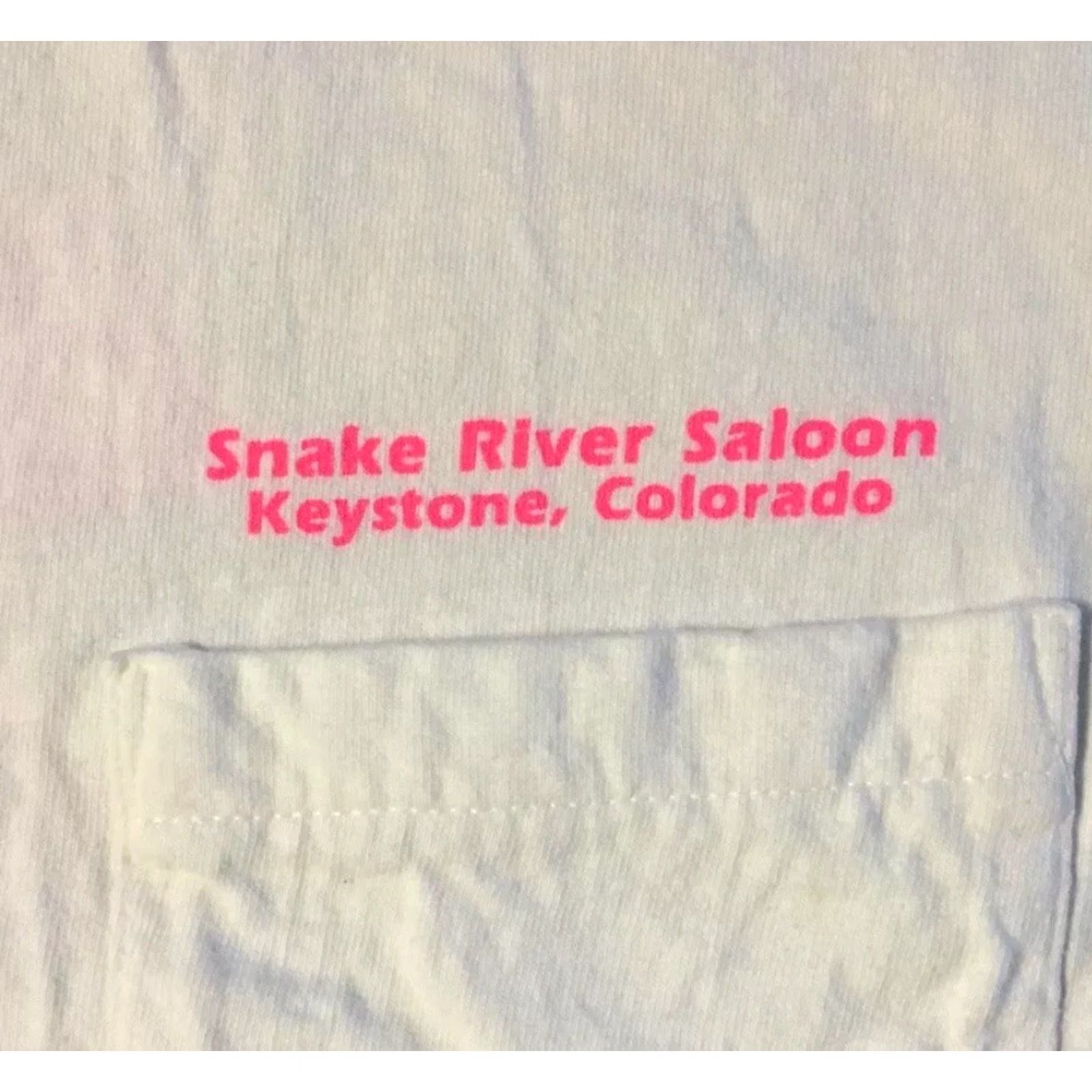 Vtg 80s Snake River Saloon Faded Shirt L Bar Colorado Grunge Biker Cowboy 90s