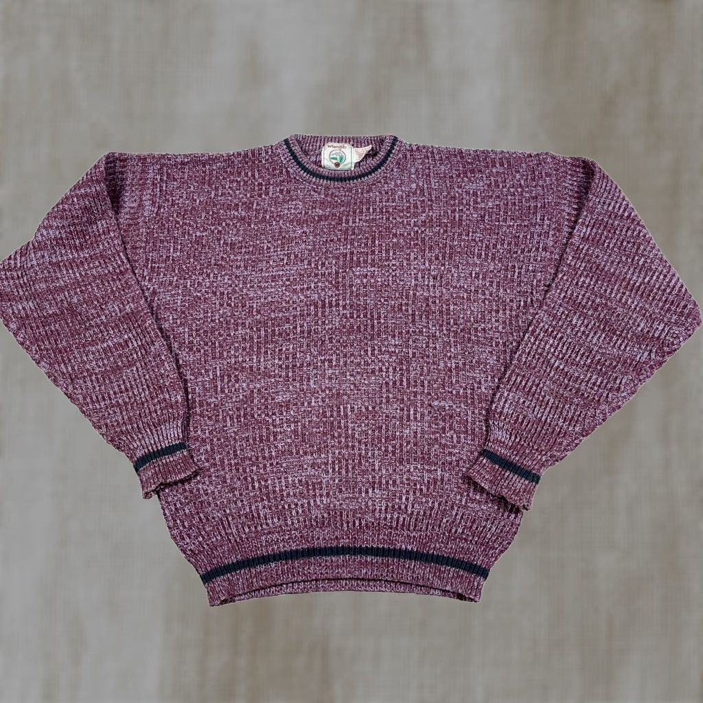 Wrangler Vintage Wrangler Grandpa Sweater Men Medium Purple Crewneck 80s 90s USA Heavy Knit Geometric Logo Size US M / EU 48-50 / 2 - 1 Thumbnail