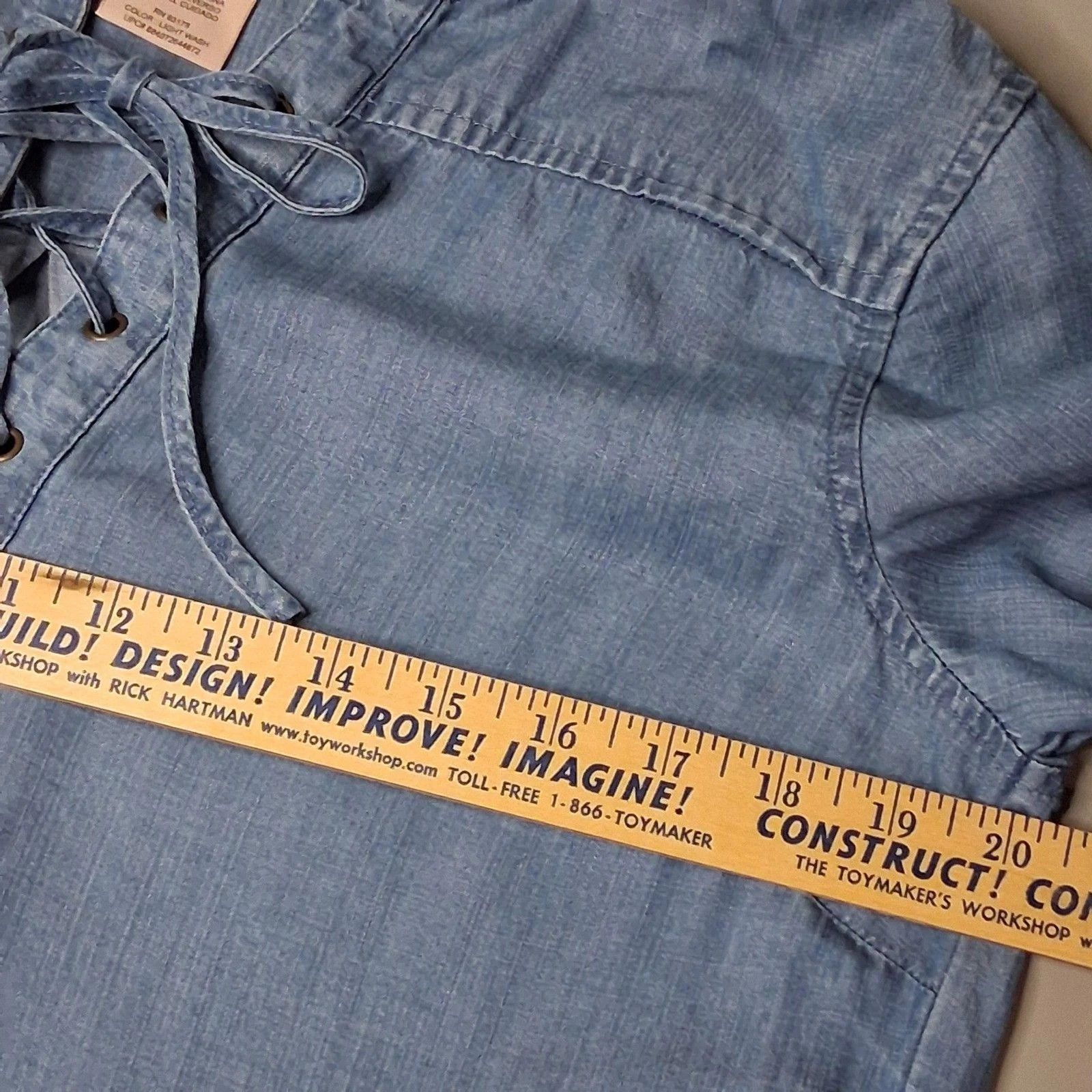 Other Philosophy Republic Blue Chambray Lace Up Shift Pockets Size M / US 6-8 / IT 42-44 - 7 Thumbnail