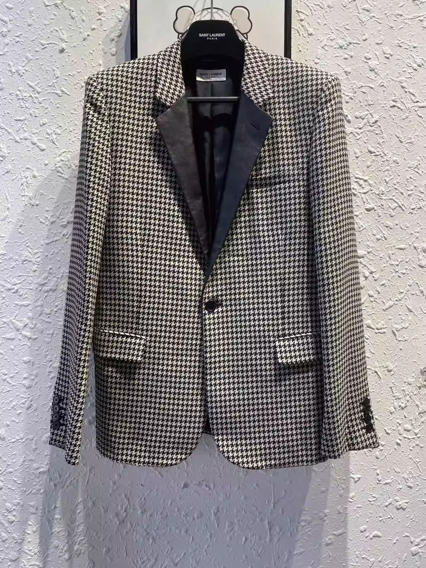 Saint Laurent Paris Saint Laurent Leather Collar Thousand Bird Check Suit-2505 Size US L / EU 52-54 / 3 - 1 Thumbnail