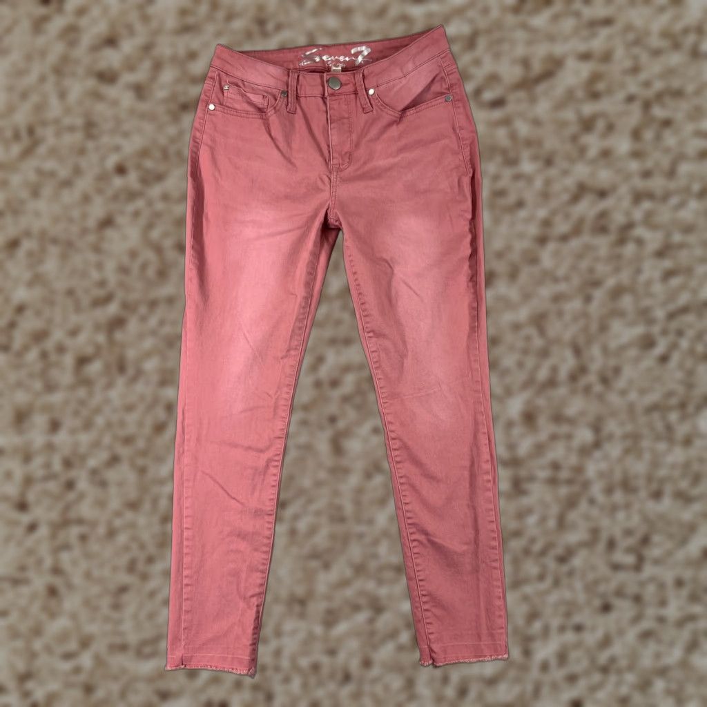 Vintage Seven7 Jeans Women Mid Rise Pink Denim 8 Regular Straight Tapered Cropped Cotton Stretch 5-Pocket Womens Jeans Size 30" / US 8 / IT 44 - 1 Thumbnail