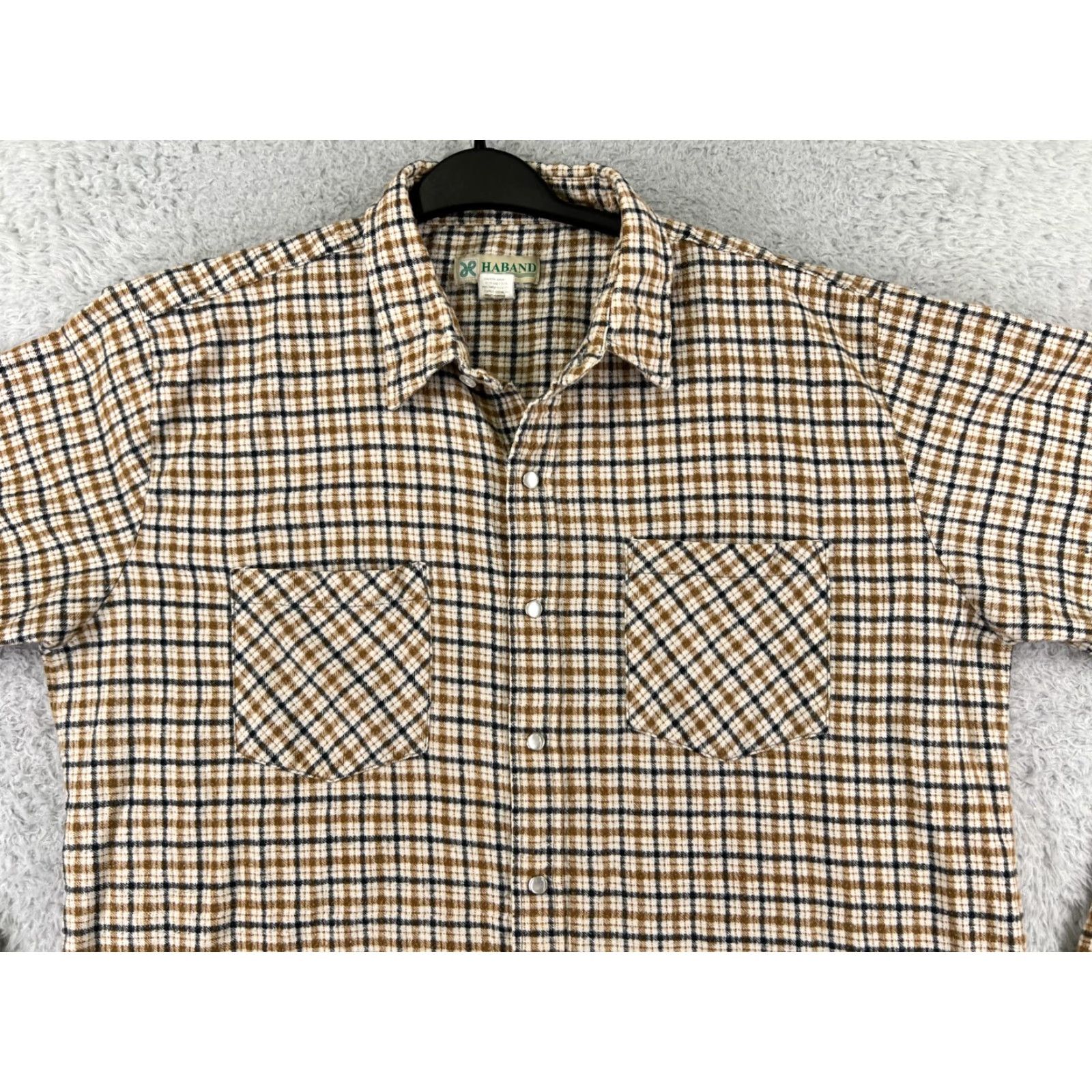 Haband Haband Shirt Mens Large Beige Plaid Flannel Pearl Snap Western Long Sleeve Size US L / EU 52-54 / 3 - 4 Thumbnail