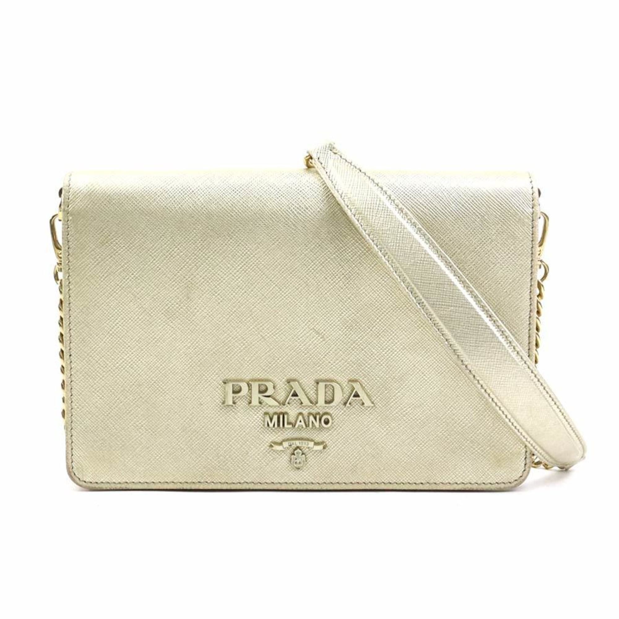 Prada Prada Shoulder Bag with Chain Wallet, Leather, Metal, and Gold, Women's, e61055a Size ONE SIZE - 1 Thumbnail