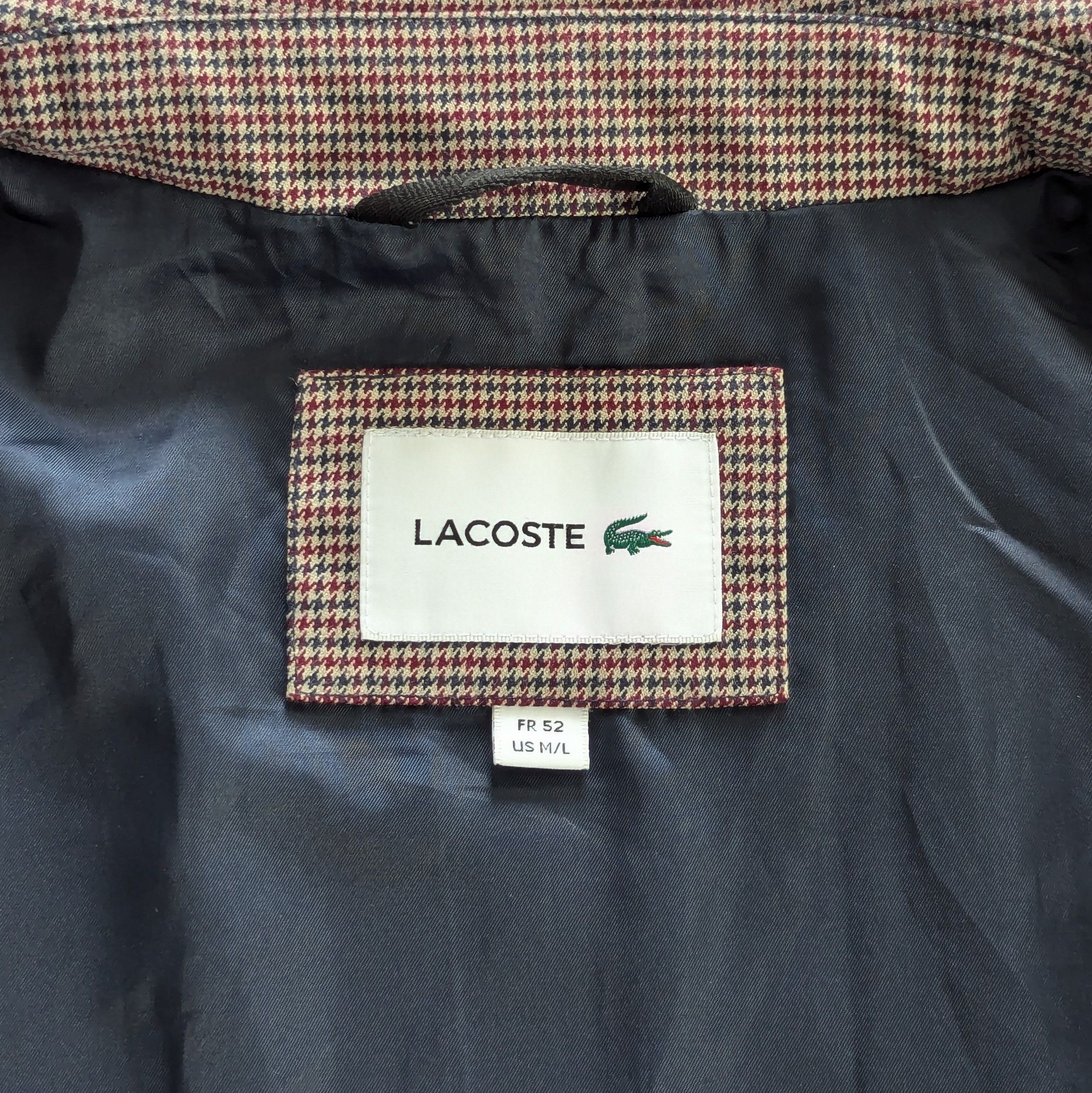 Lacoste Lacoste Houndstooth Zip Bomber Jacket Size M/L Luxury Brand Size US M / EU 48-50 / 2 - 15 Thumbnail