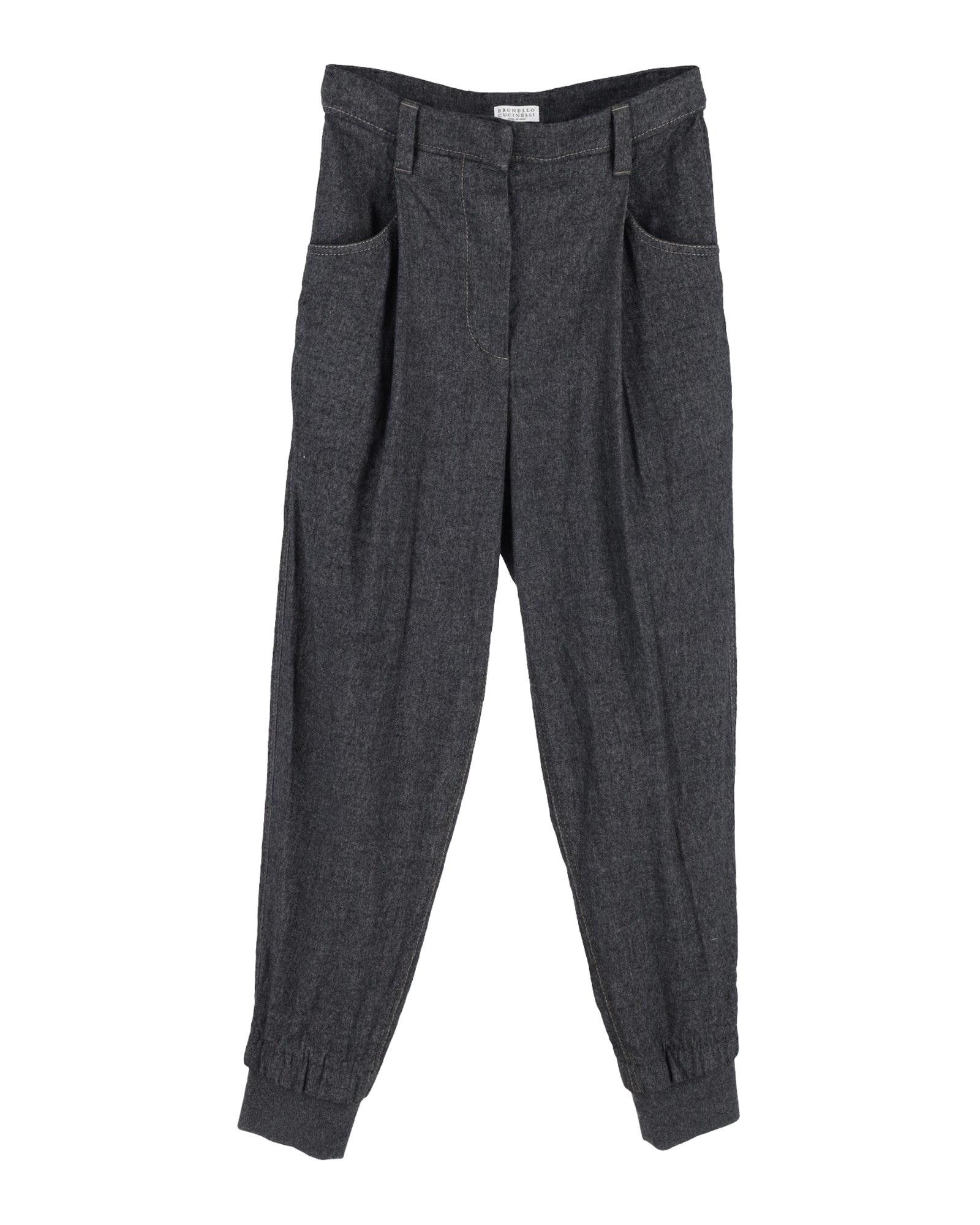 image of Brunello Cucinelli Pleated Grey Cotton Trousers, Women's (Size 26)