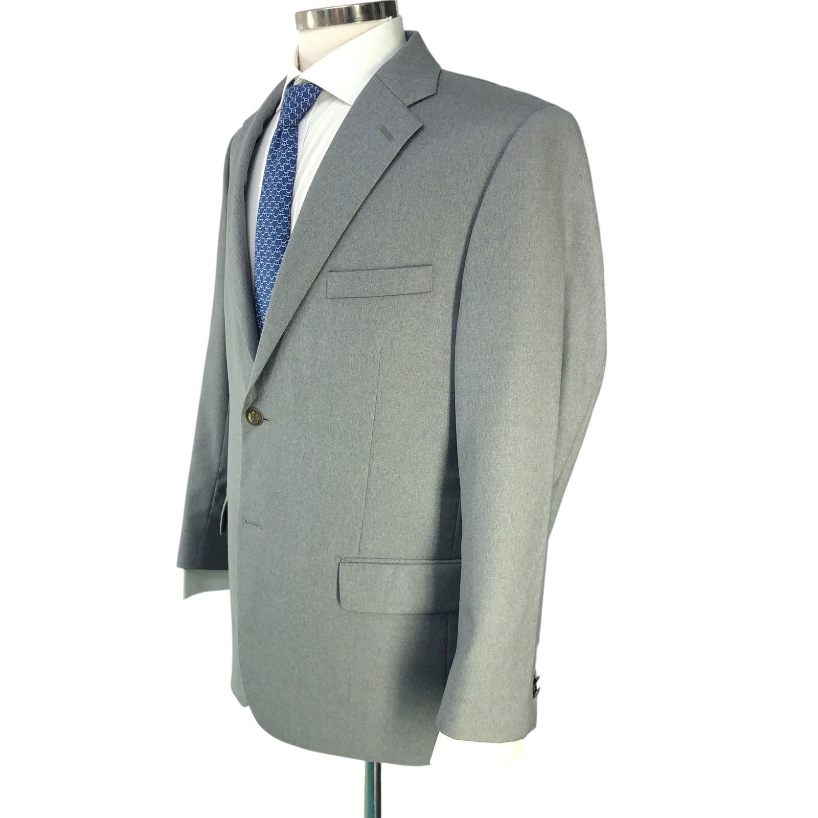 Paul Fredrick Paul Fredrick Size 42S Blazer Sport Coat Gray Brass Buttons Size 42S - 6 Thumbnail