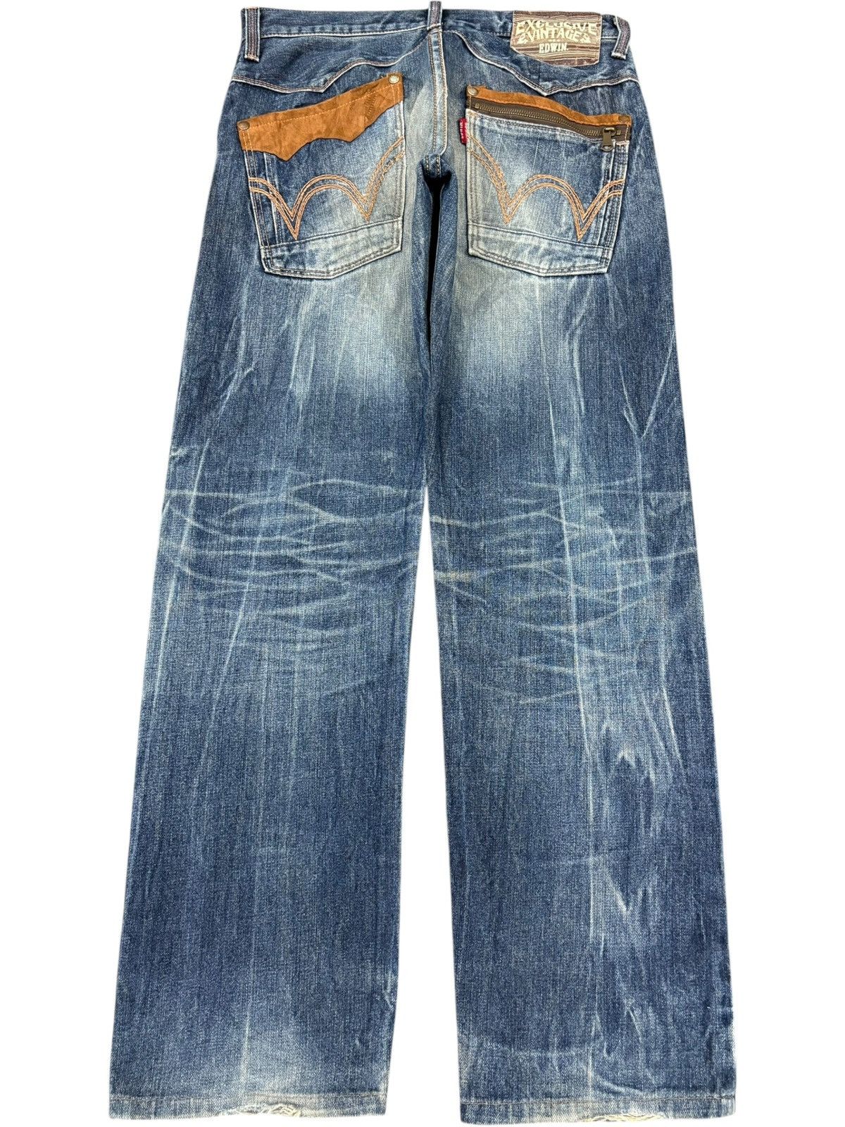 Edwin Exclusive Vintage Edwin Faded Wash Distress Loose Jeans Size US 34 / EU 50 - 2 Thumbnail