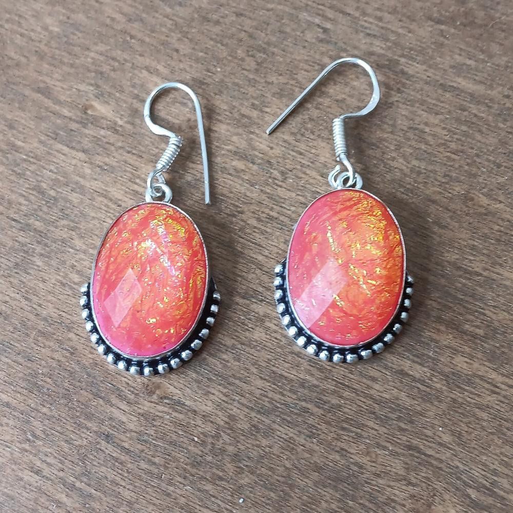 Designer Orange faux Triplet Fire Opal earrings Size ONE SIZE - 1 Thumbnail