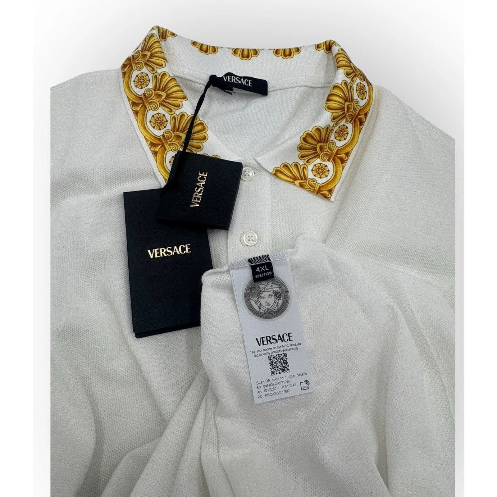 Versace Logo Embroidered baroque Print Polo Shirt US 2xl It 4xl Size US XXL / EU 58 / 5 - 5 Thumbnail