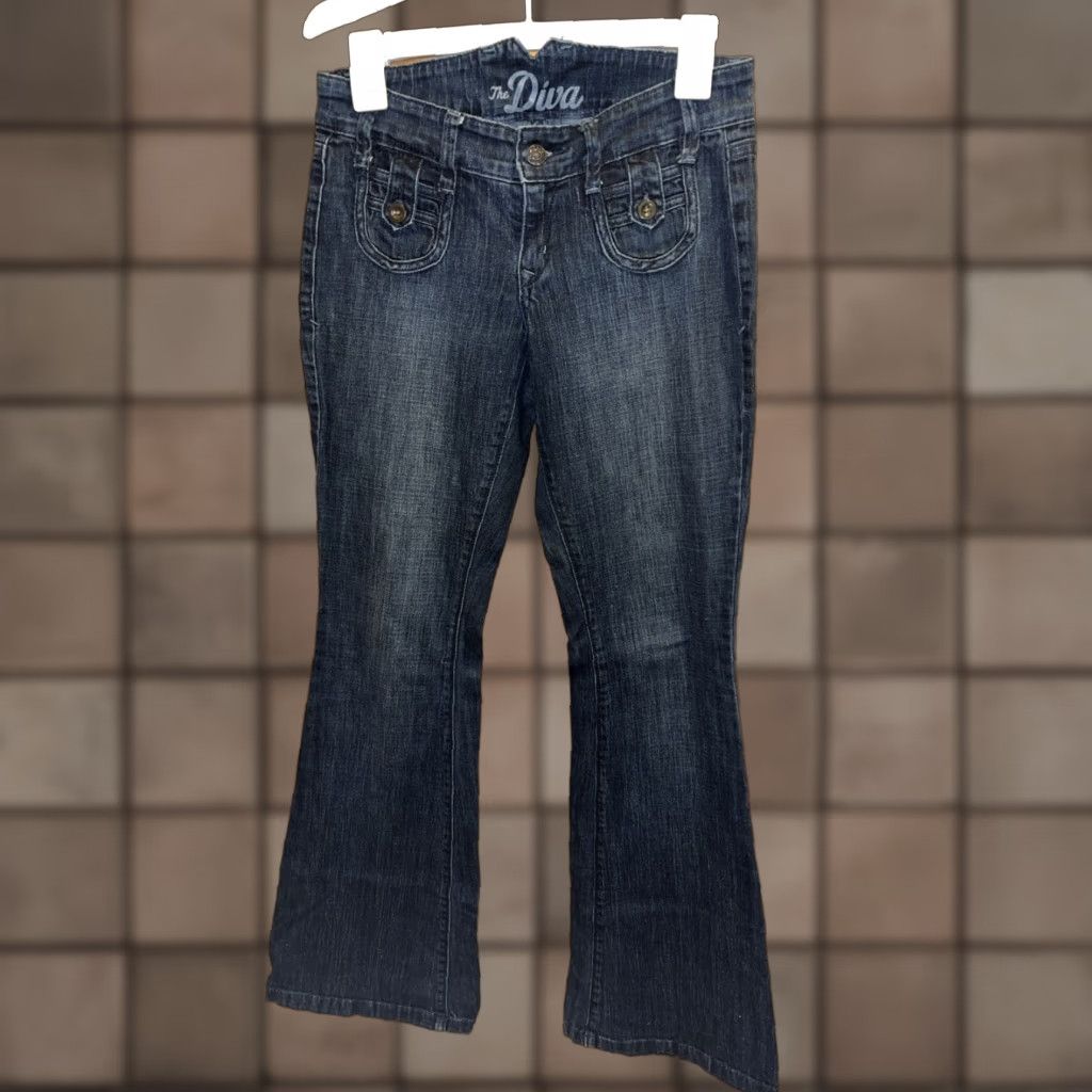 Old Navy VINTAGE Old Navy Flared Jeans Size 0 Women's Dark Blue 90s Retro Bohemian Festival Size 25" / US 0 / IT 36 - 1 Thumbnail