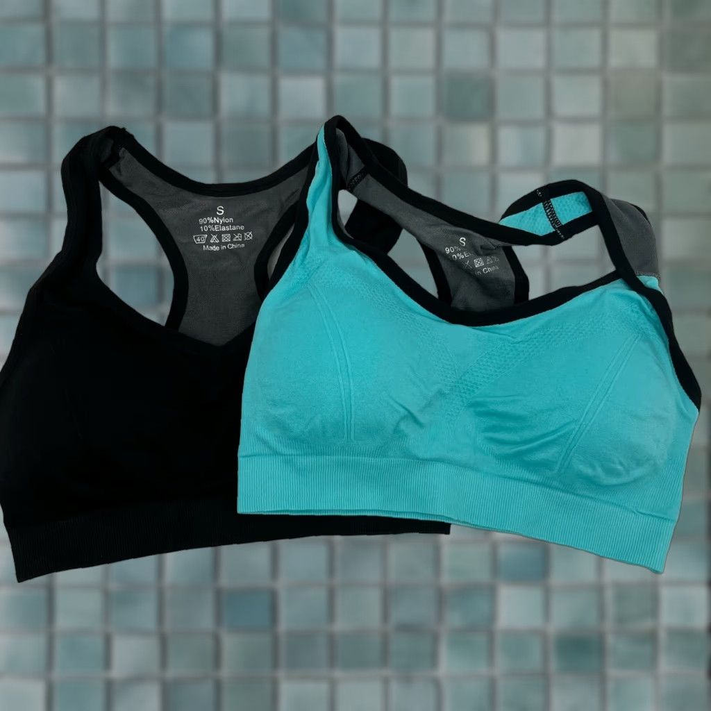 Vintage Aibrou Pack Of 2 Womens High Impact Racerback Sports Bra Size S Black/Blue Yoga Bra Womens Size ONE SIZE - 1 Thumbnail