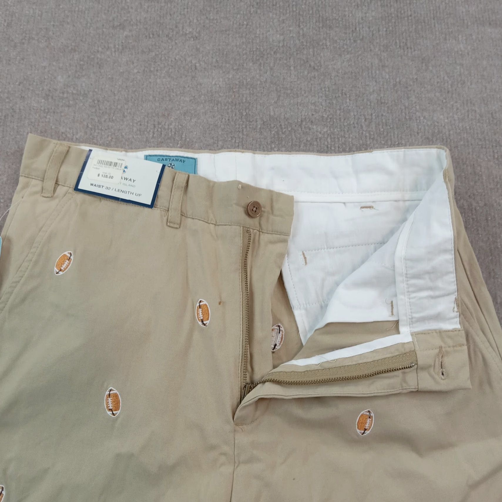 Vintage Castaway Mens 32x32 Beige Chino Pants Straight Leg Casual Football Style Size US 32 / EU 48 - 7 Thumbnail