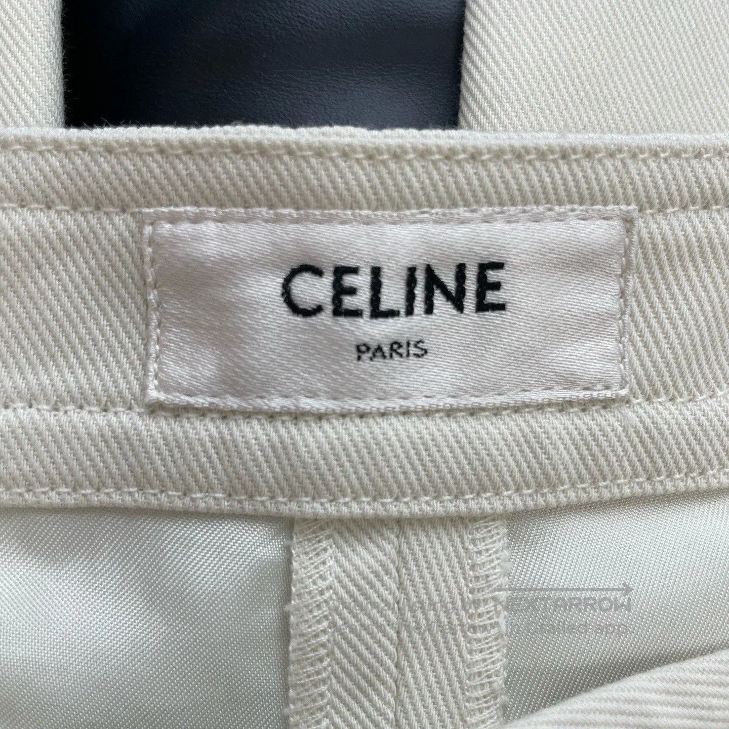 Celine CELINE Triomphe Gold Chain Twill Trousers. Size 37" - 4 Thumbnail