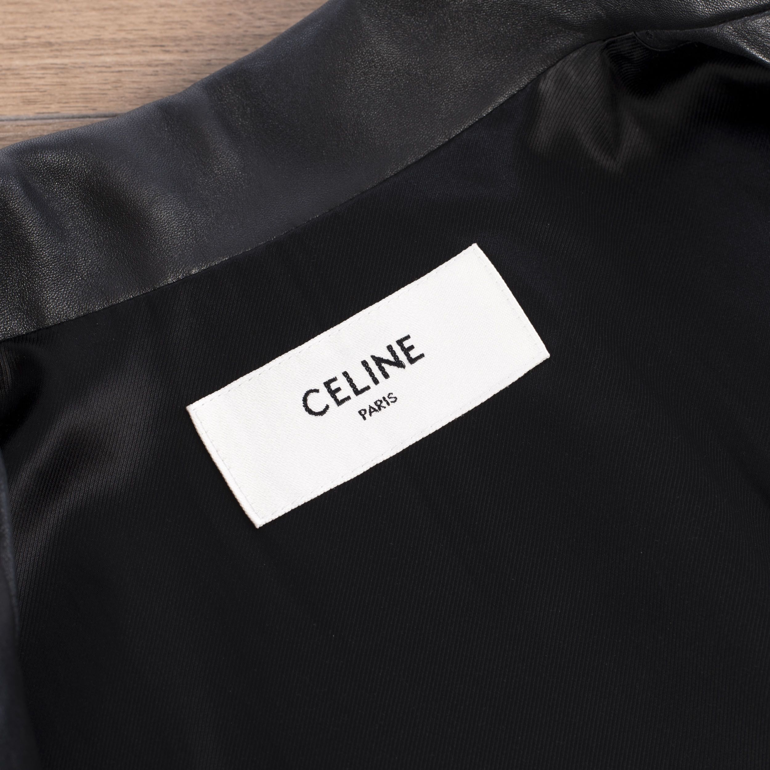 Celine Black Biker Jacket In Lambskin Leather With Padded Sleeves Size L / US 10 / IT 46 - 11 Thumbnail