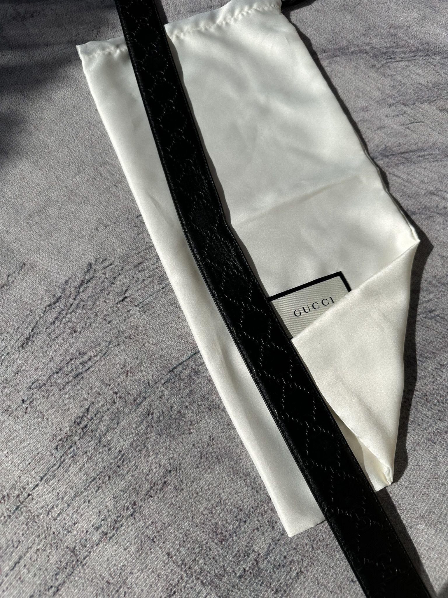 Gucci Gucci Belt Guccissima GG Monogram Black Leather Interlocking Size 34 - 5 Thumbnail