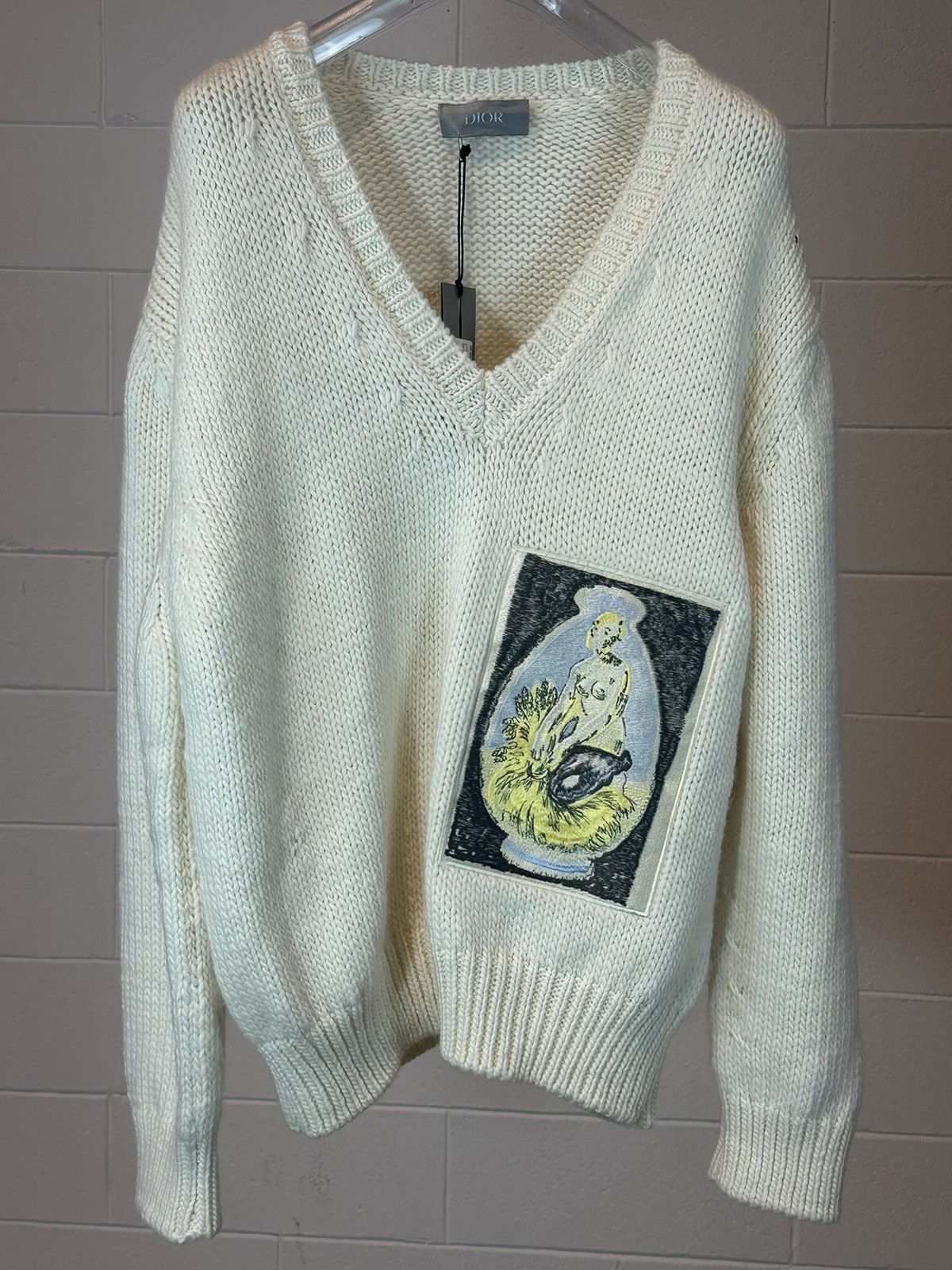image of Dior Ivory Sweater. Size L in White, Men's