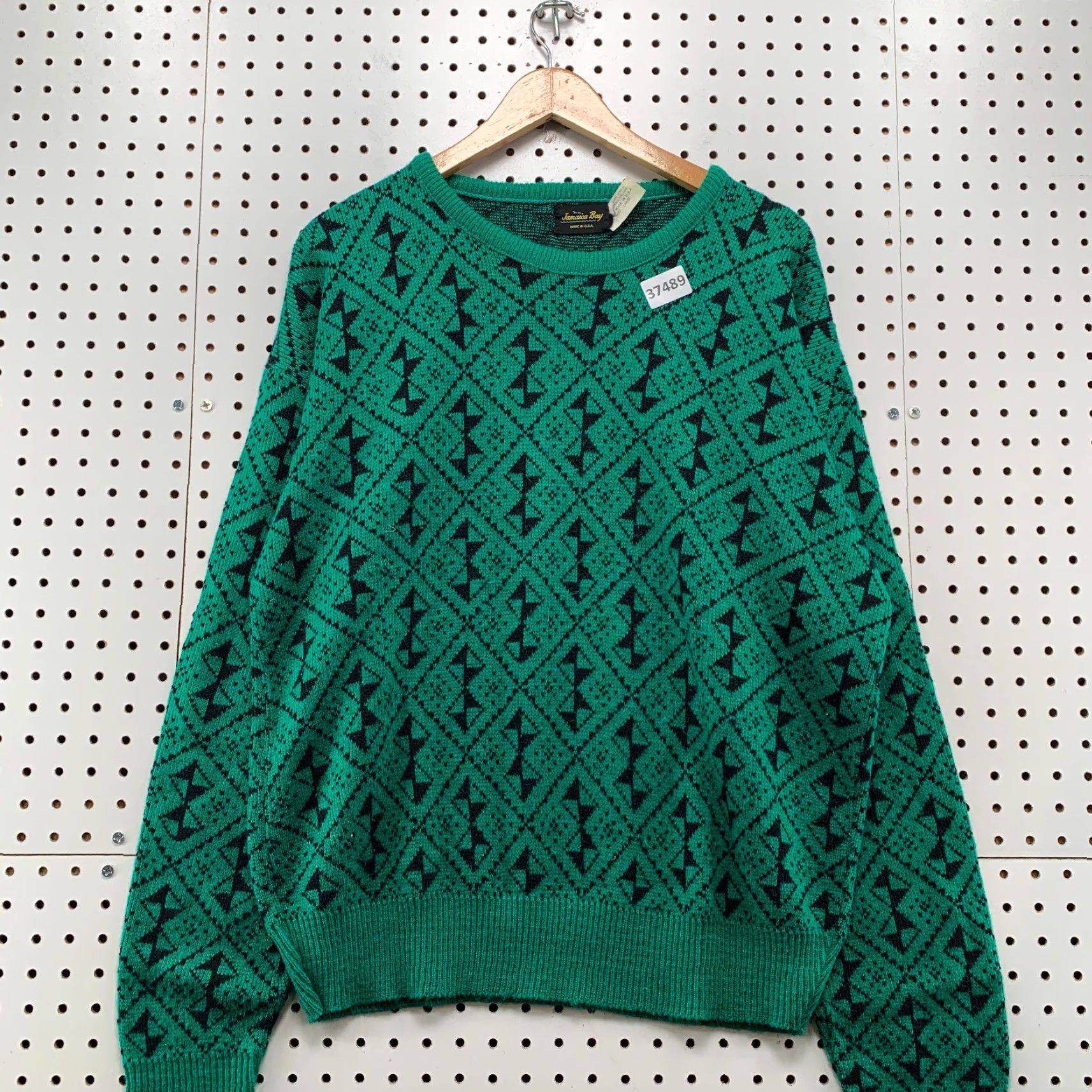 Vintage VINTAGE Jamaica Bay Knit Sweater Mens Large Green Geometric Acrylic USA Pullover Size US L / EU 52-54 / 3 - 2 Thumbnail