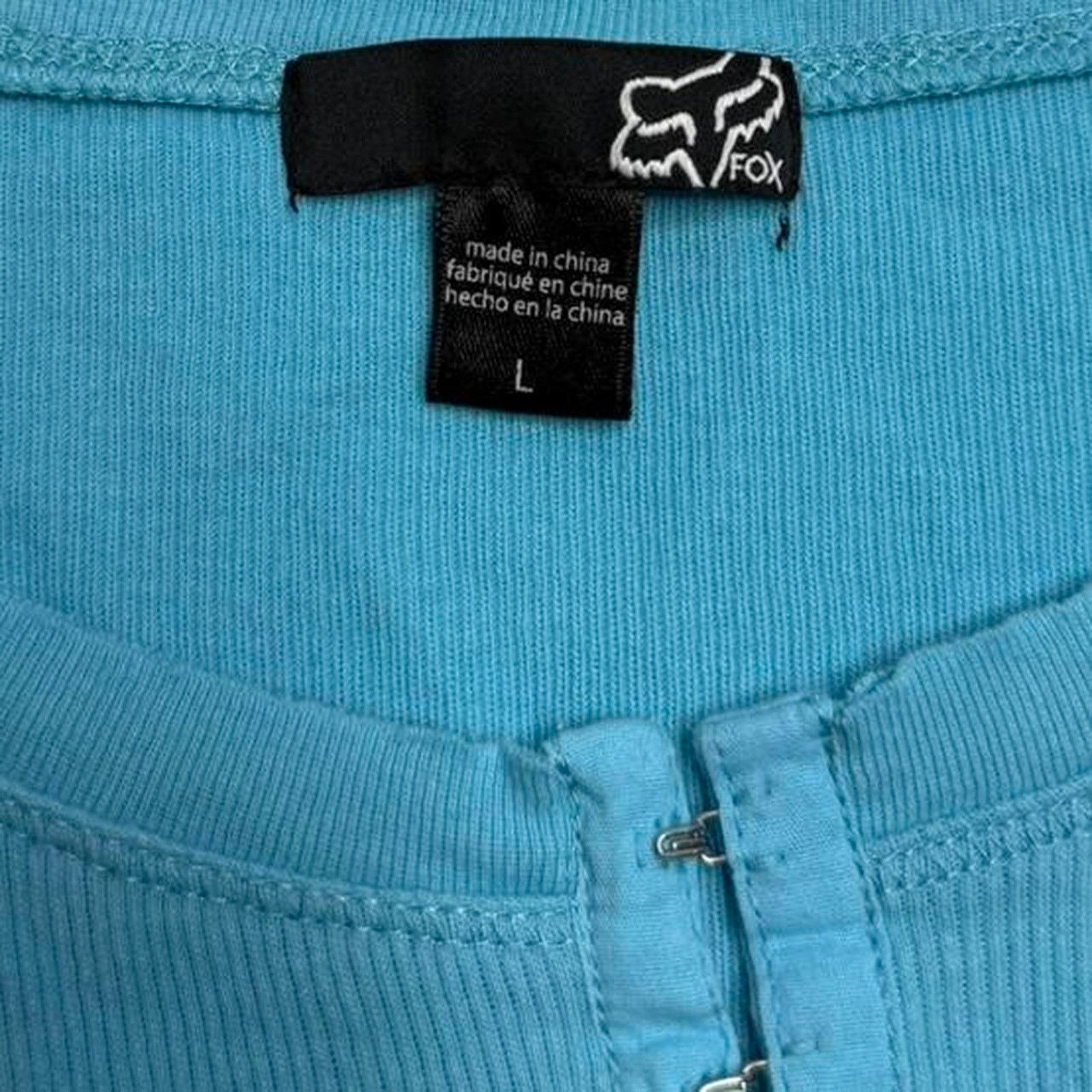 Fox Racing Fox Racing Blue Henley 100%Cotton Fox Riders Co Top Size L Size L / US 10 / IT 46 - 4 Thumbnail