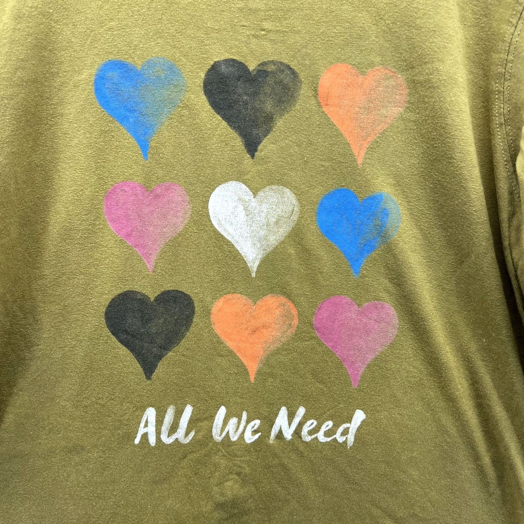 Life is Good Life is Good Shirt Womens Medium Green All We Need Heart Graphic Long Sleeve Top Size M / US 6-8 / IT 42-44 - 3 Thumbnail