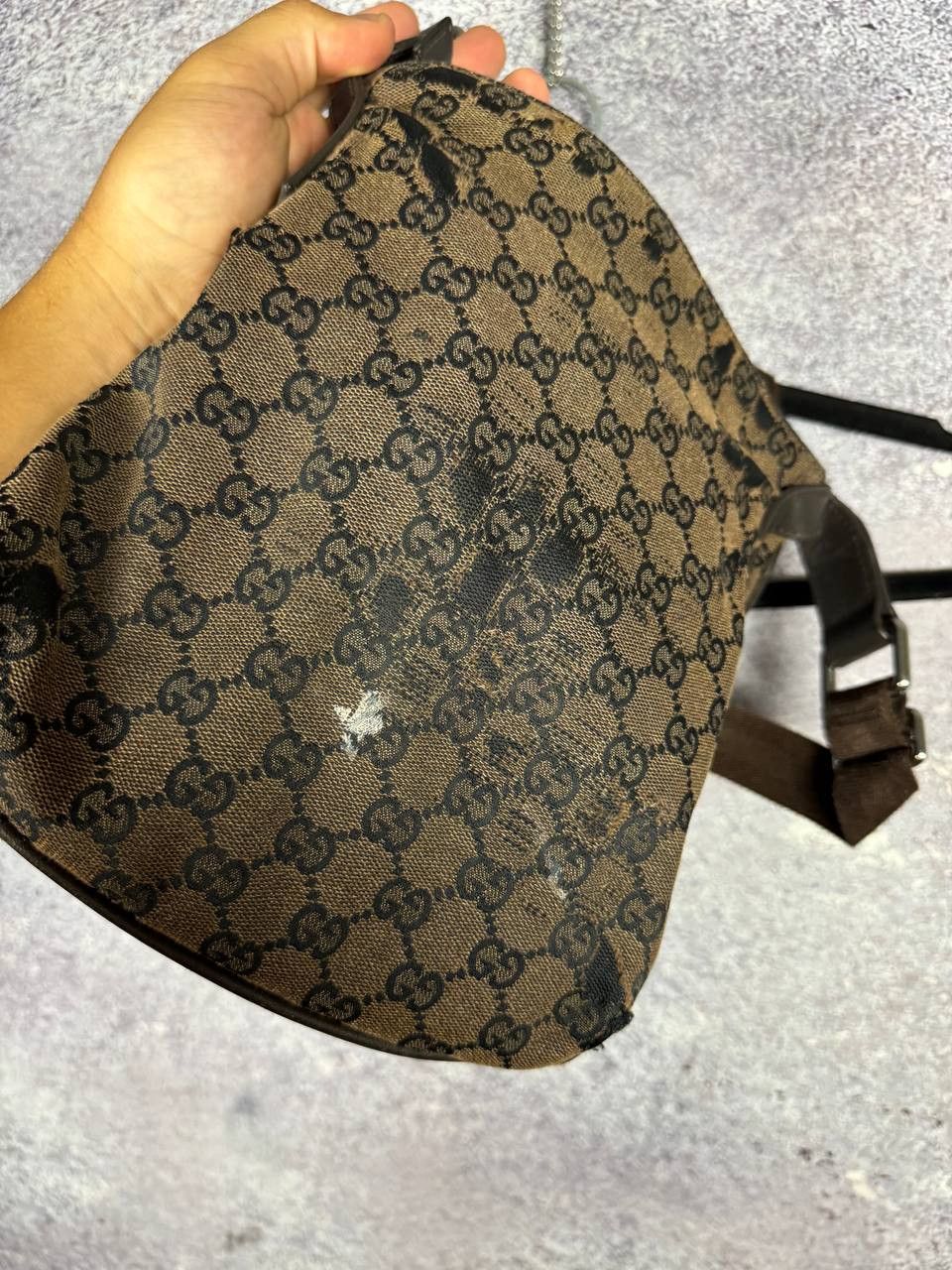 Gucci GUCCI GG Canvas Shoulder Bag Beige Dark Brown Auth Size ONE SIZE - 18 Thumbnail