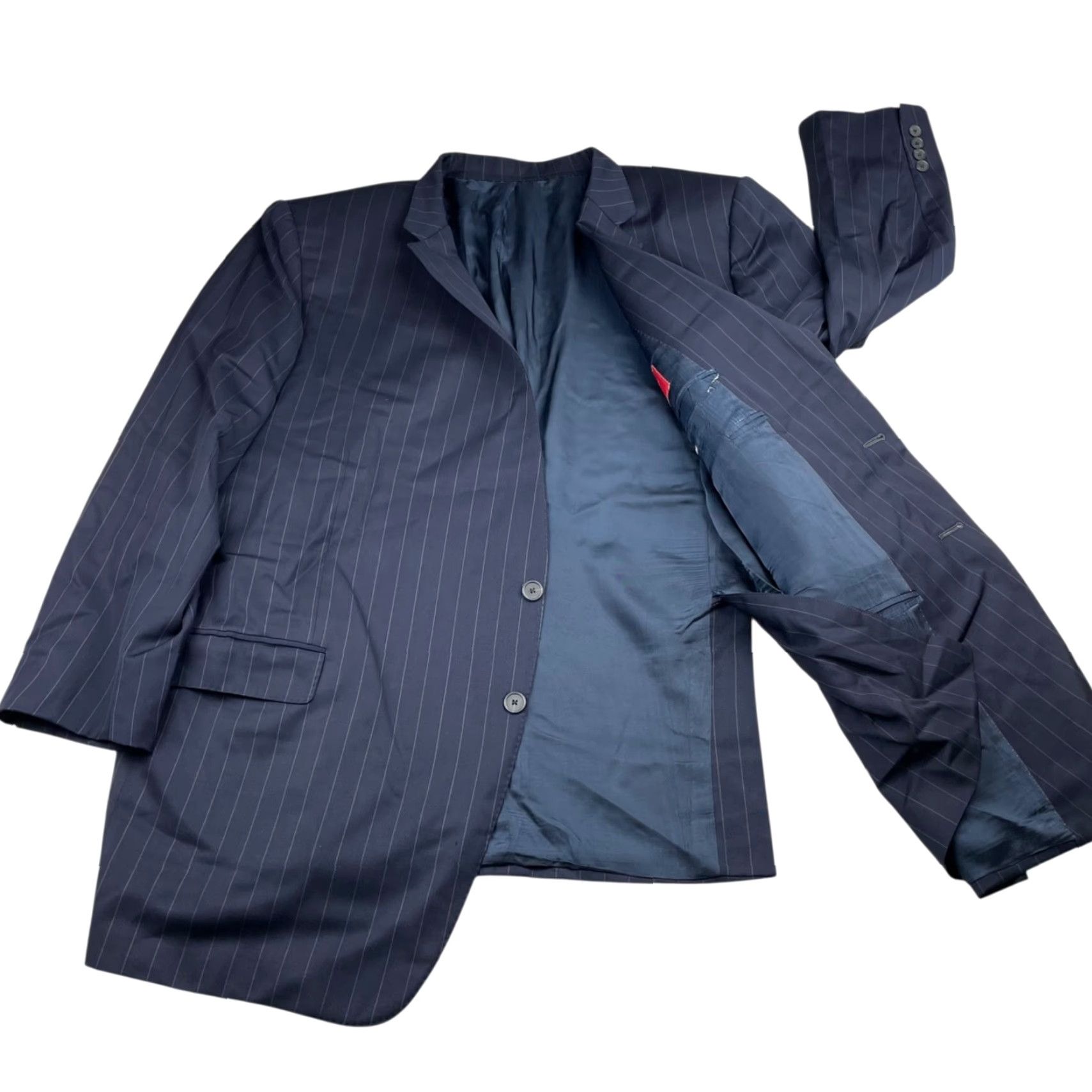 Vintage VINTAGE Samuelsohn x Loro Piana Blazer Navy Stripe 54R US Wool 2-Button Notch Mens Size 54R - 3 Thumbnail