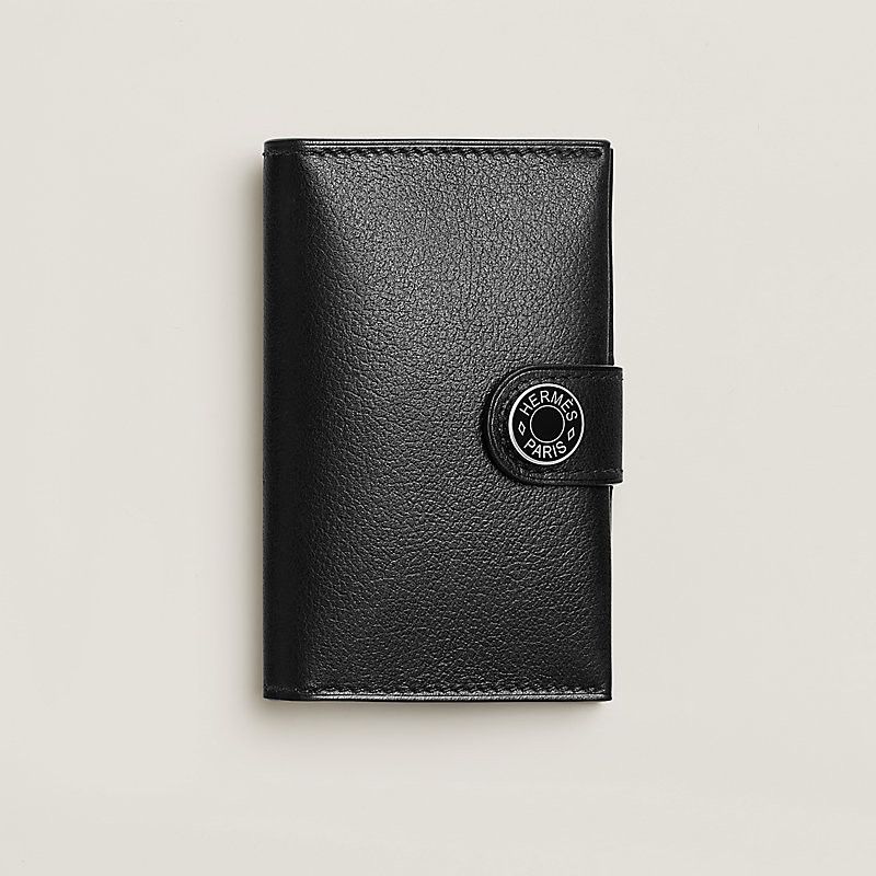 Hermes HERMES CARDHOLDER WALLET LEATHER BLACK H LOGO