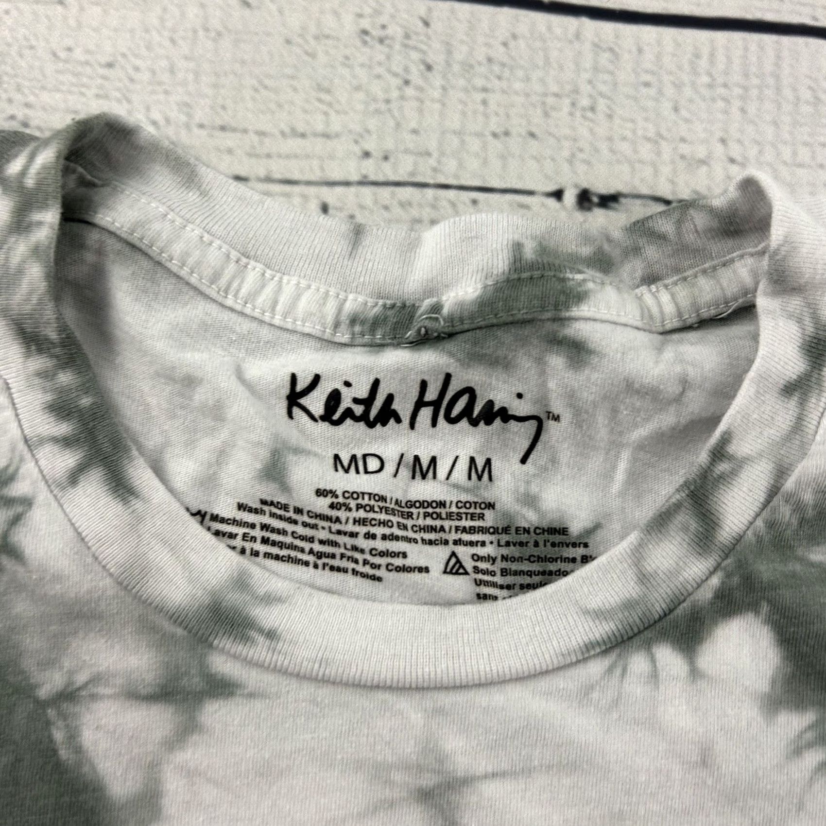 Vintage Keith Haring Short Sleeve T-Shirt Mens M Gray White Tie Dye Shirt Size US M / EU 48-50 / 2 - 2 Thumbnail