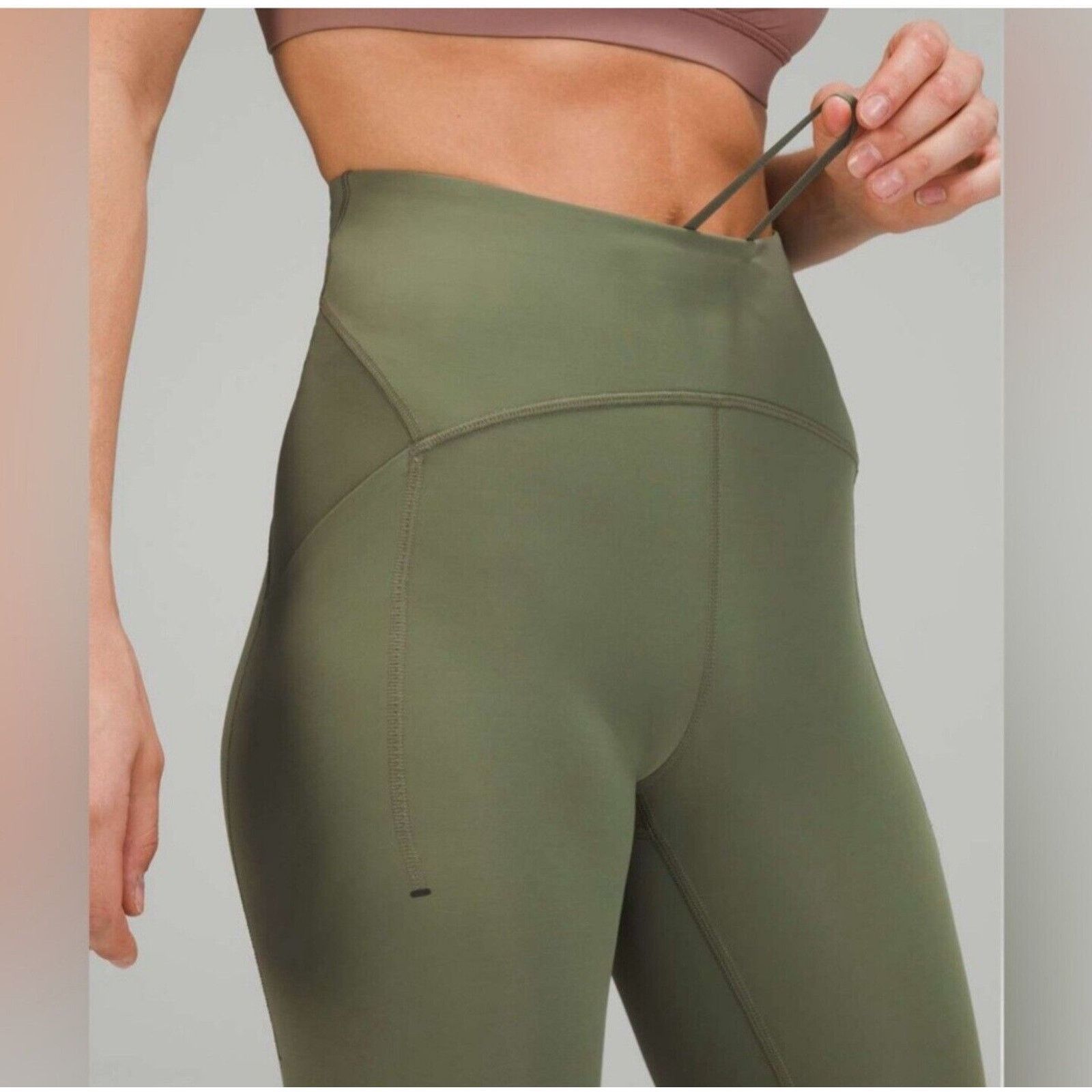 Lululemon Lululemon Women's Power Thru High-Rise Green Twill Tight 24" Size 27" / US 4 / IT 40 - 2 Thumbnail