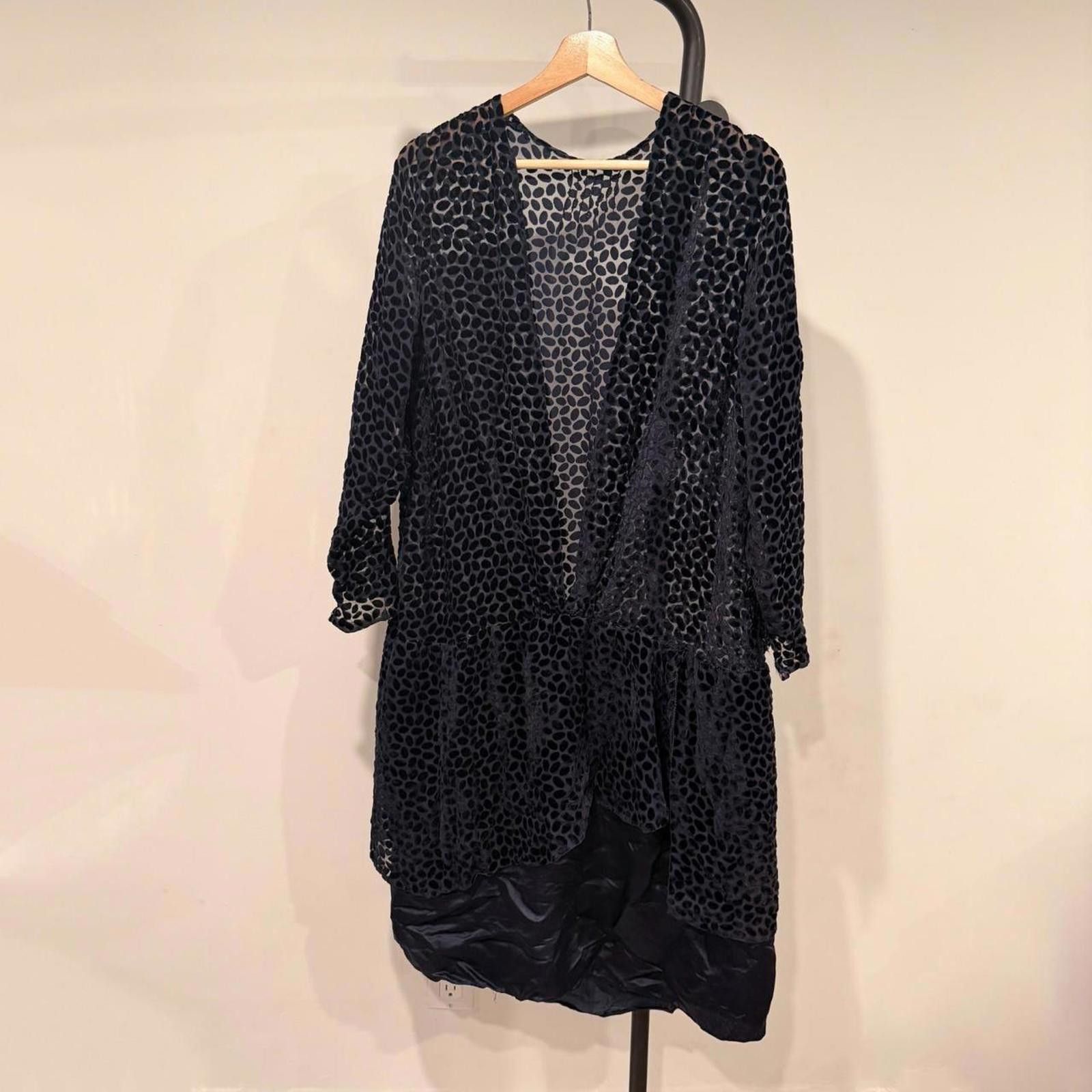 Other Antique 20s Silk Burnout Velvet Plunge Dress Flapper Devoré Size S / US 4 / IT 40 - 1 Thumbnail