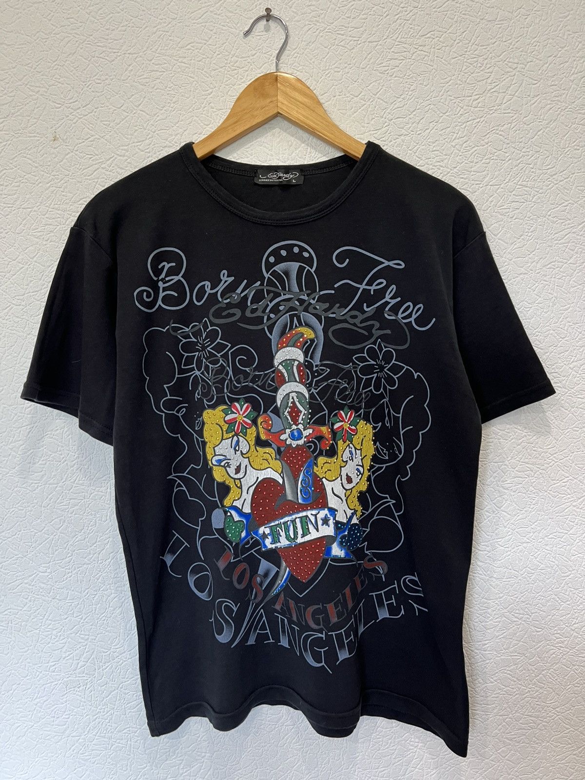 Ed Hardy Ed Hardy Black T Shirt Tee Basic Black Los Angeles Size US M / EU 48-50 / 2 - 1 Thumbnail