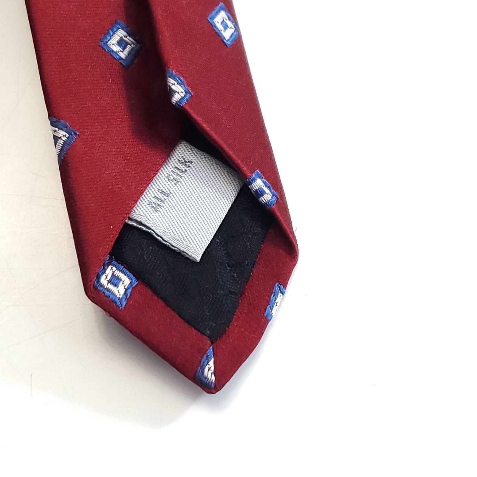 Van Heusen Van Heusen Red Geometric Woven Wide Silk Tie Size ONE SIZE - 4 Thumbnail