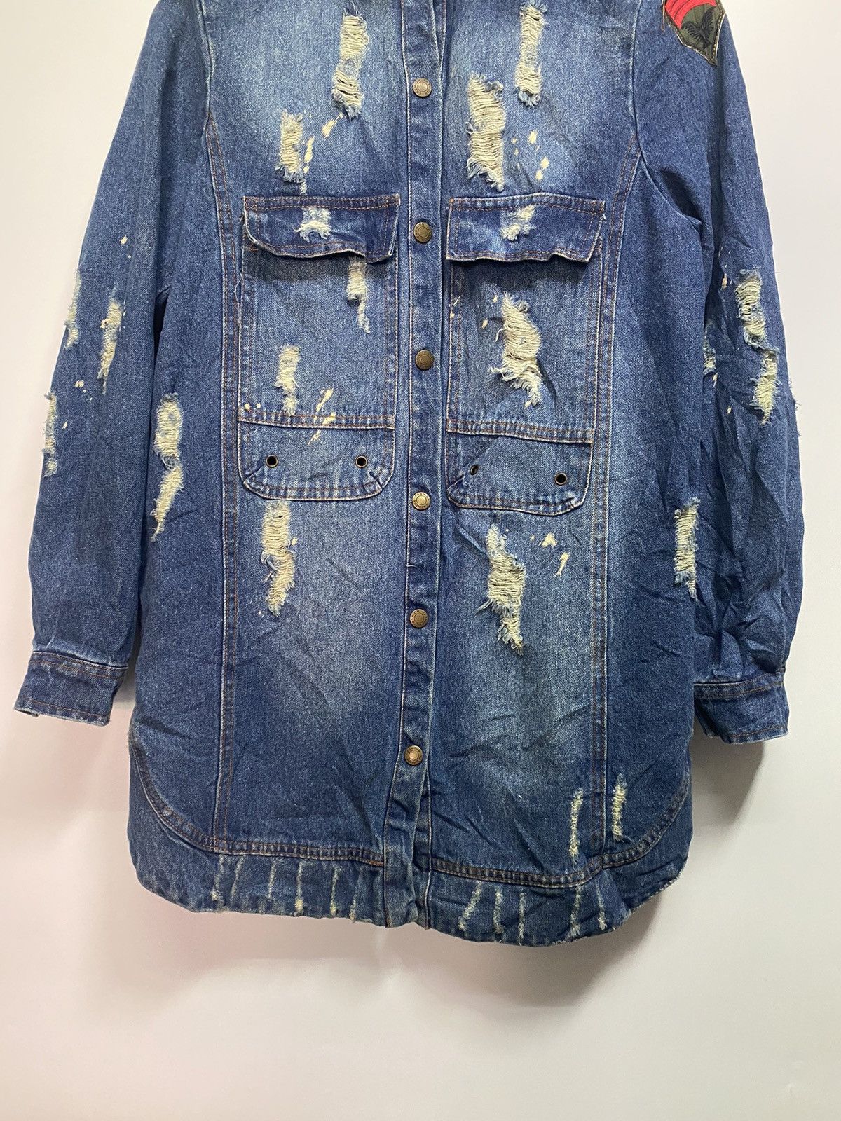 Japanese Brand Japanese Button up Denim Jean Shirt Women Fashion Distressed Size M / US 6-8 / IT 42-44 - 9 Thumbnail