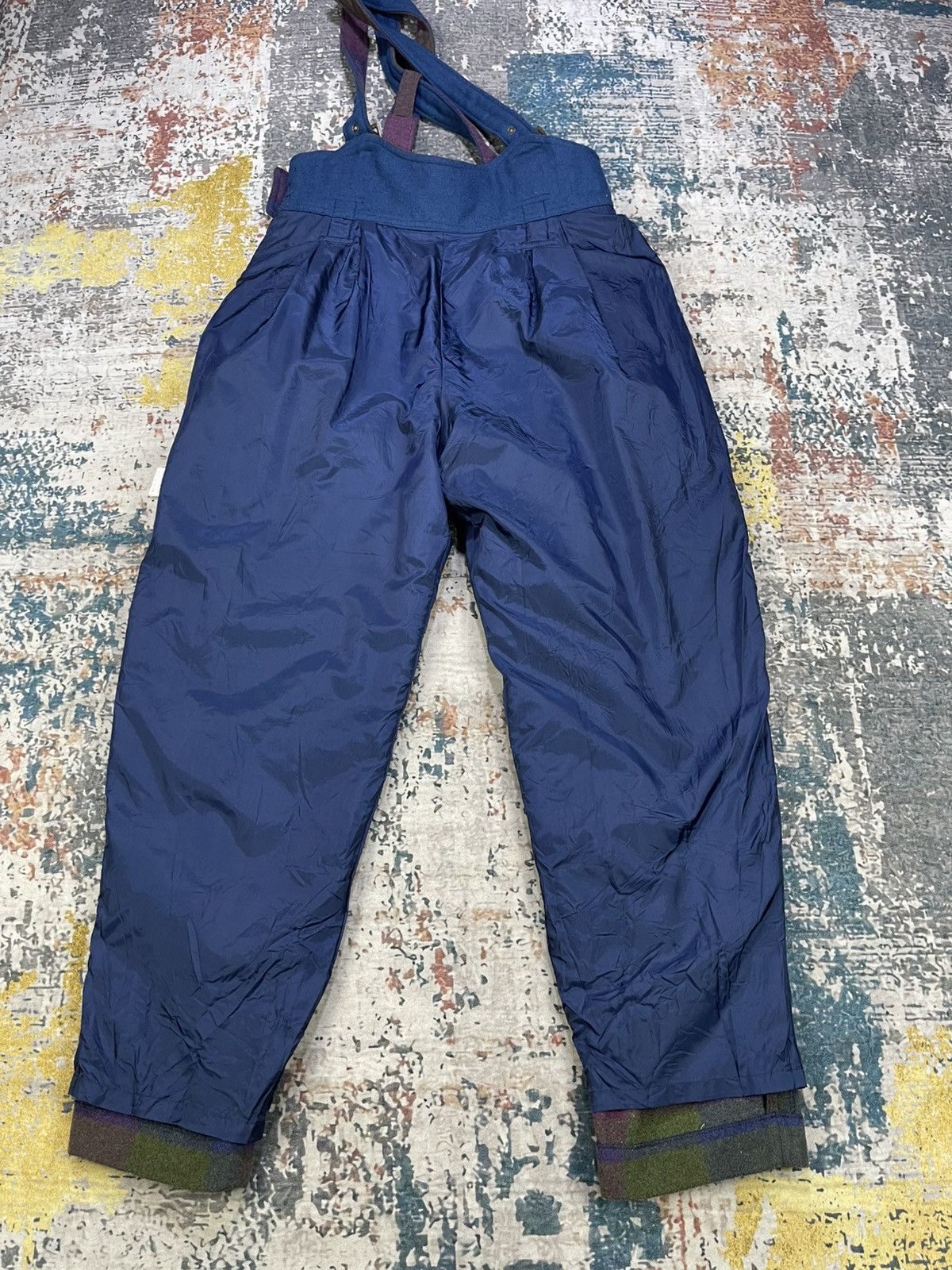 Japanese Brand Vintage Boho Patchwork Plaid Wide Leg Wool Dungaree Size US 30 / EU 46 - 8 Thumbnail