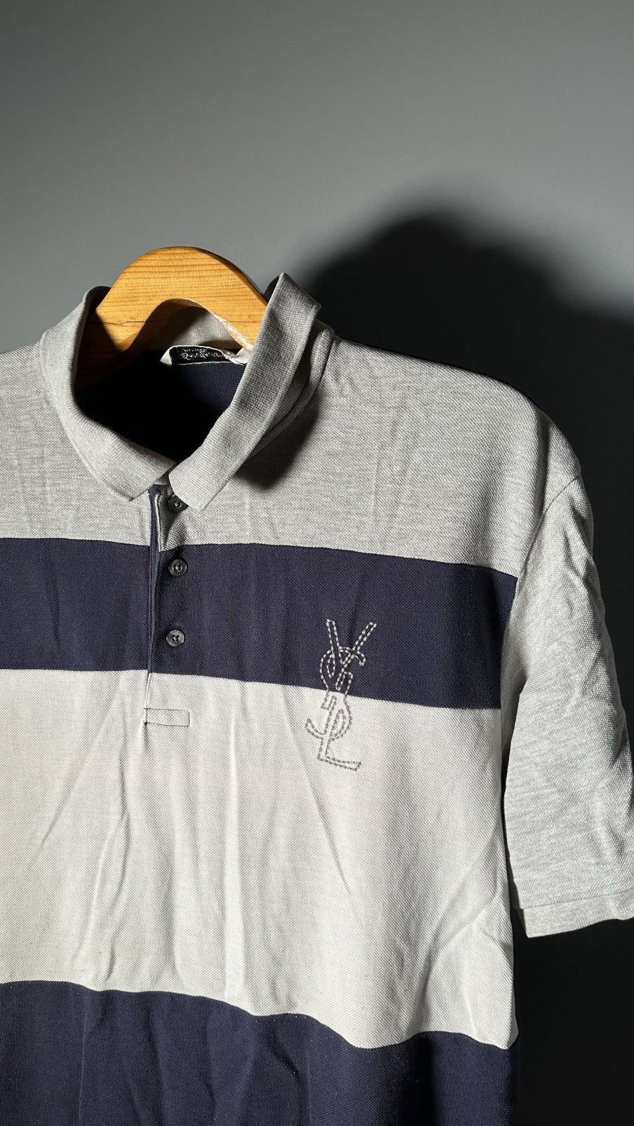 Yves Saint Laurent Vintage Yves Saint Laurent YSL big logo striped polo t-shirt Size US XXL / EU 58 / 5 - 2 Thumbnail