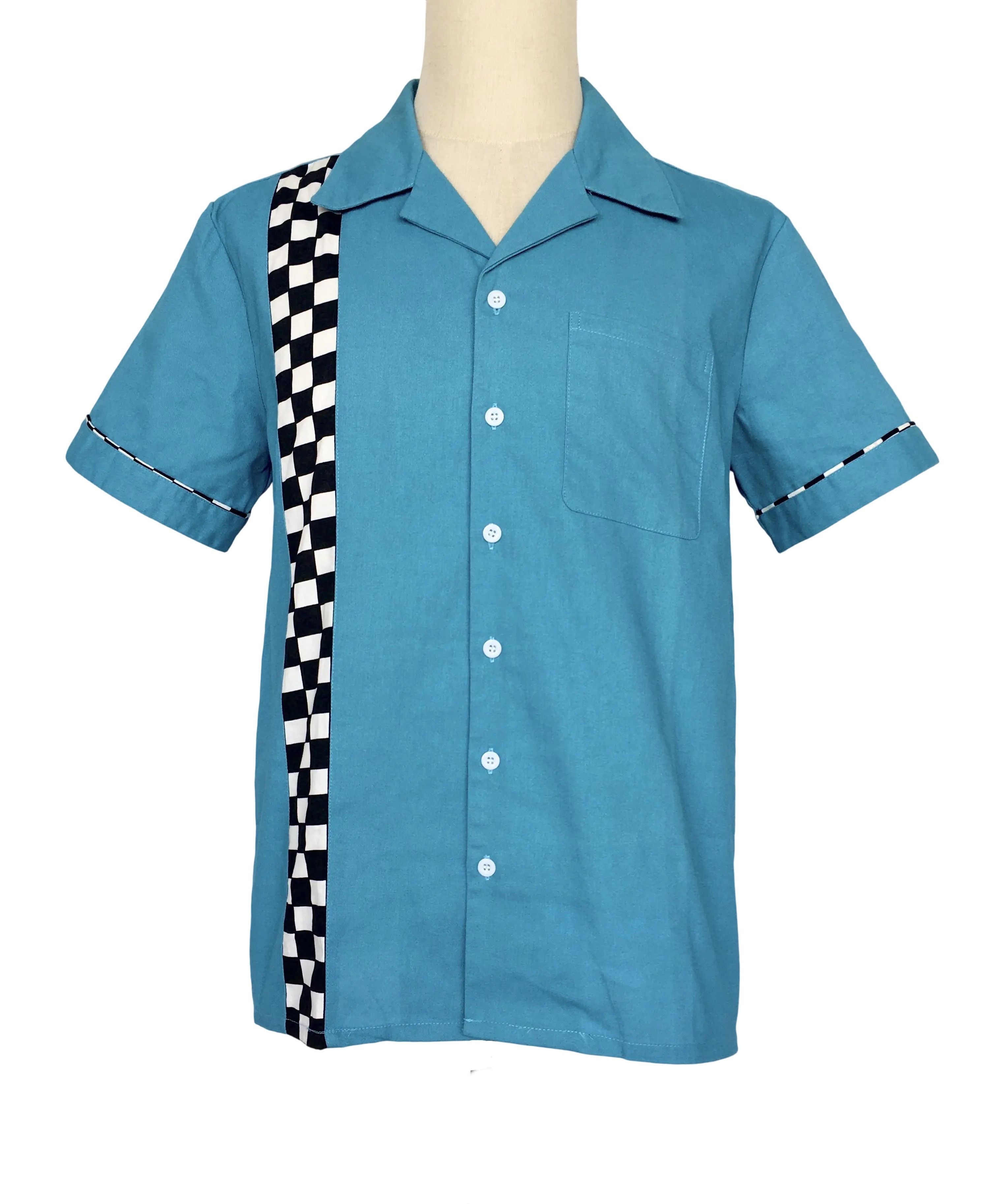 Other Mosaic Panel,Bowling Shirts,Retro Style,Men Shirts Blue Size US XXL / EU 58 / 5 - 1 Thumbnail